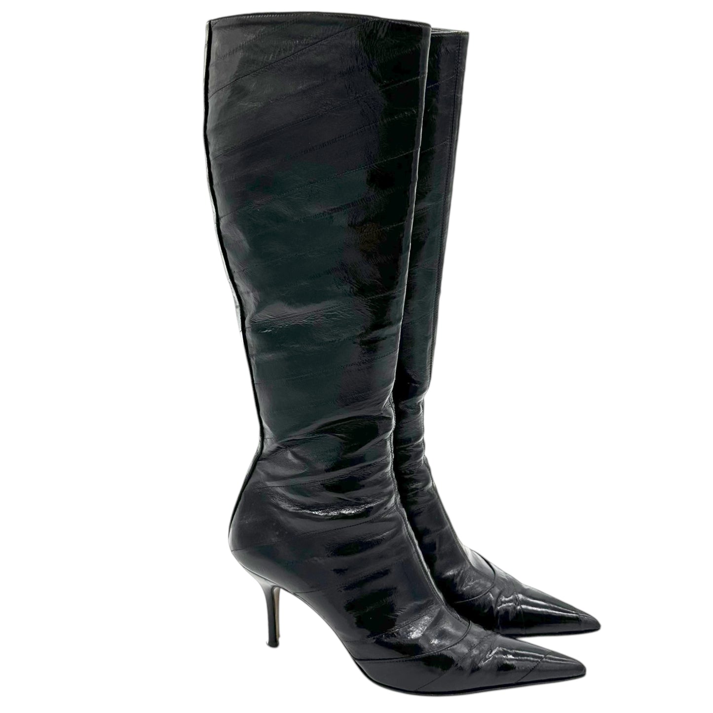 Dolce & Gabbana Black Eel Leather Heeled Boots