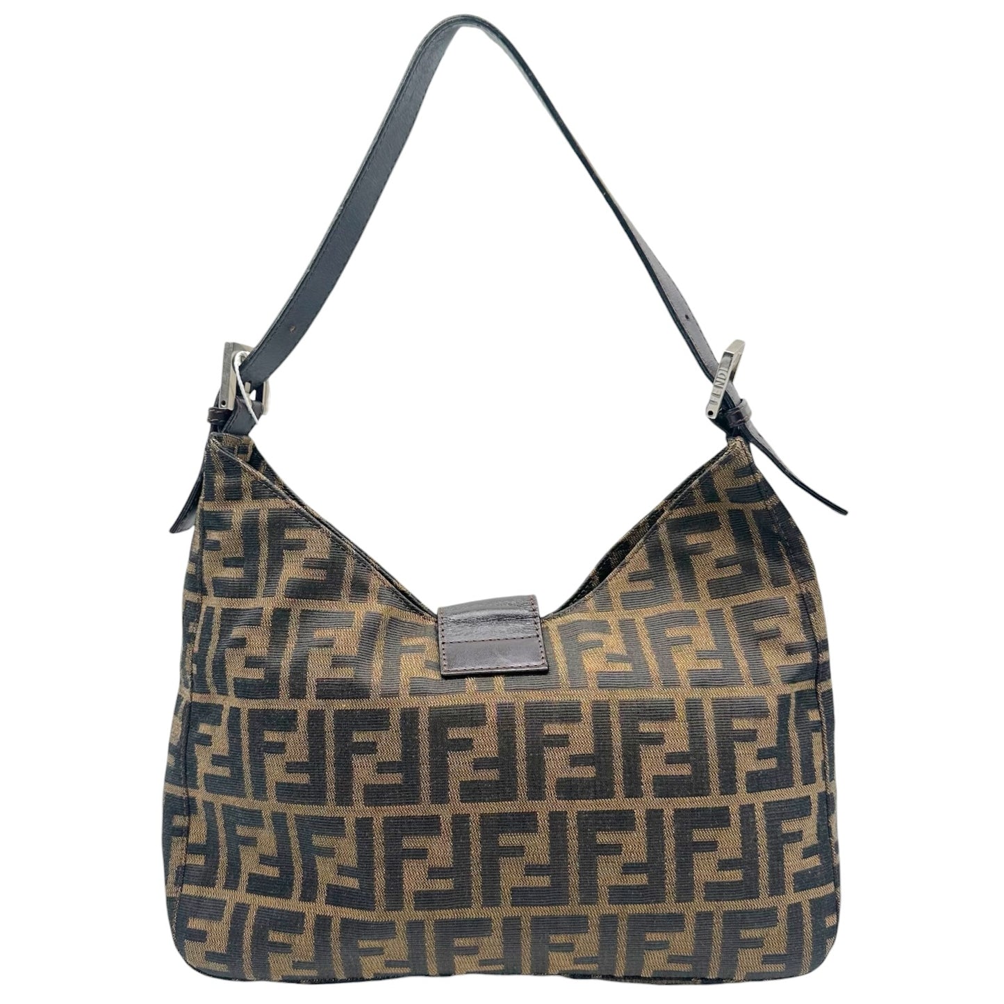 Fendi Brown Zucca Monogram Shoulder Baguette Bag