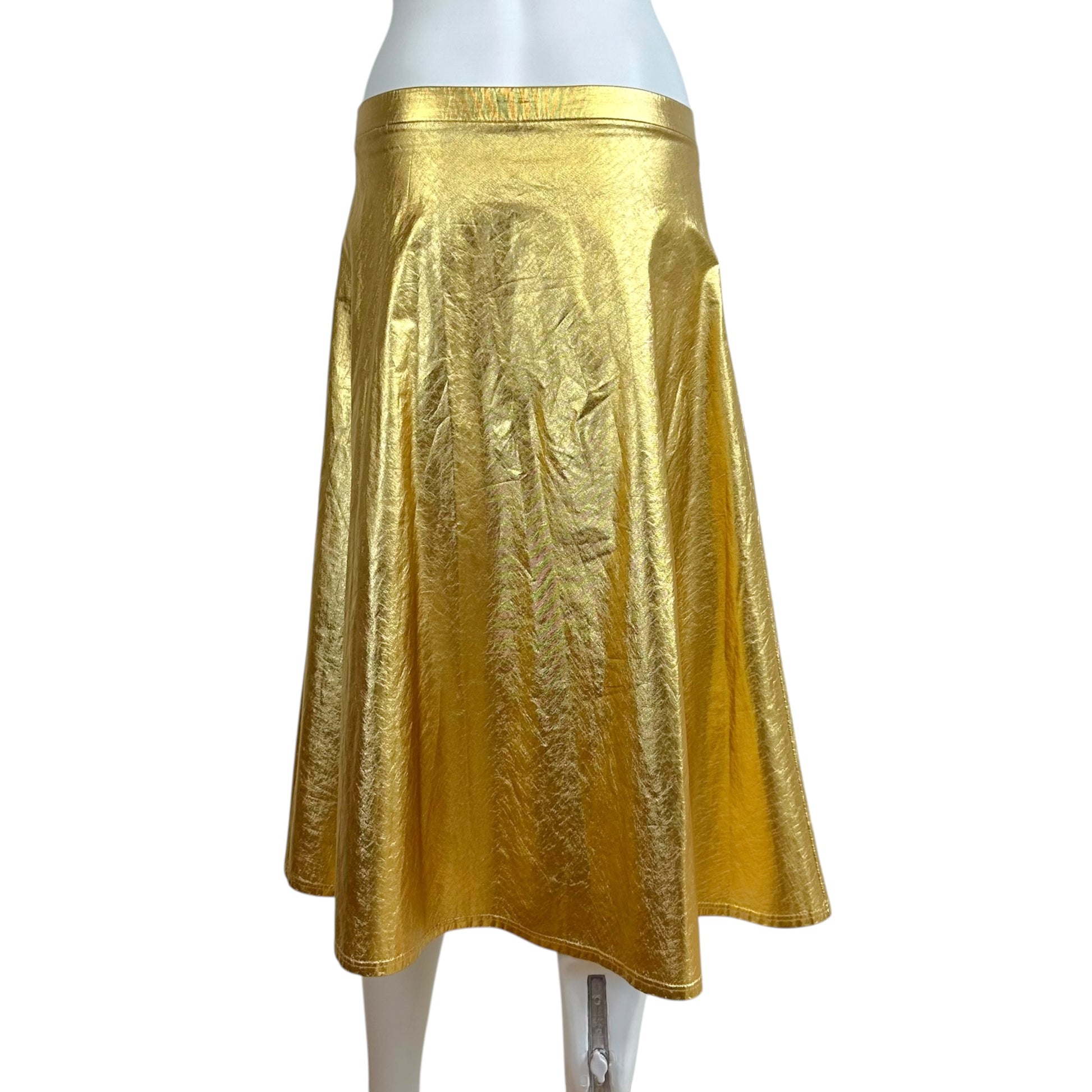 Roberto Cavalli Gold Metallic Lamé Dragonfly Tank Skirt Set