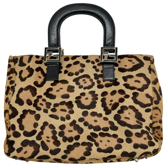Fendi Leopard Print Ponyhair Mini Tote Bag