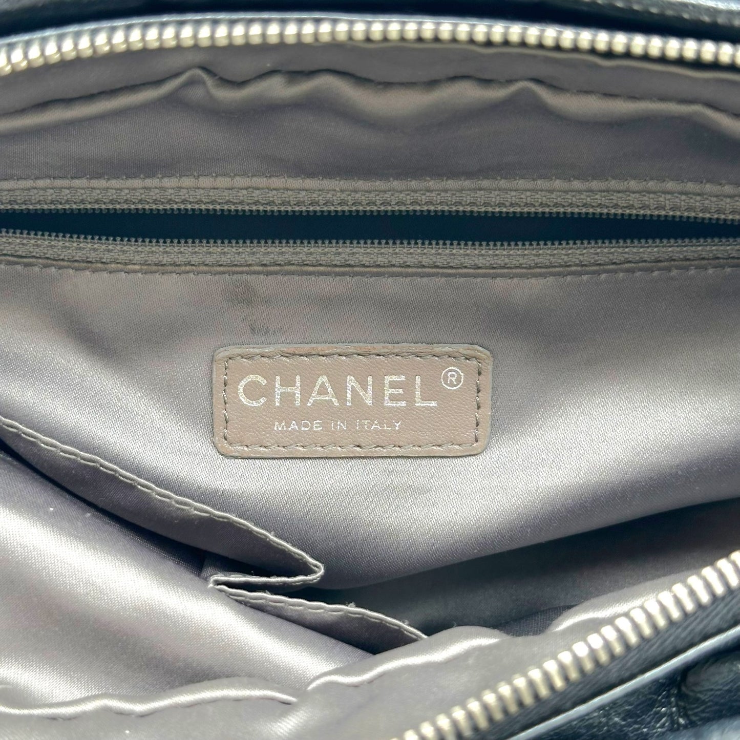 Chanel Black Ruched Leather Shoulder Bowler Bag