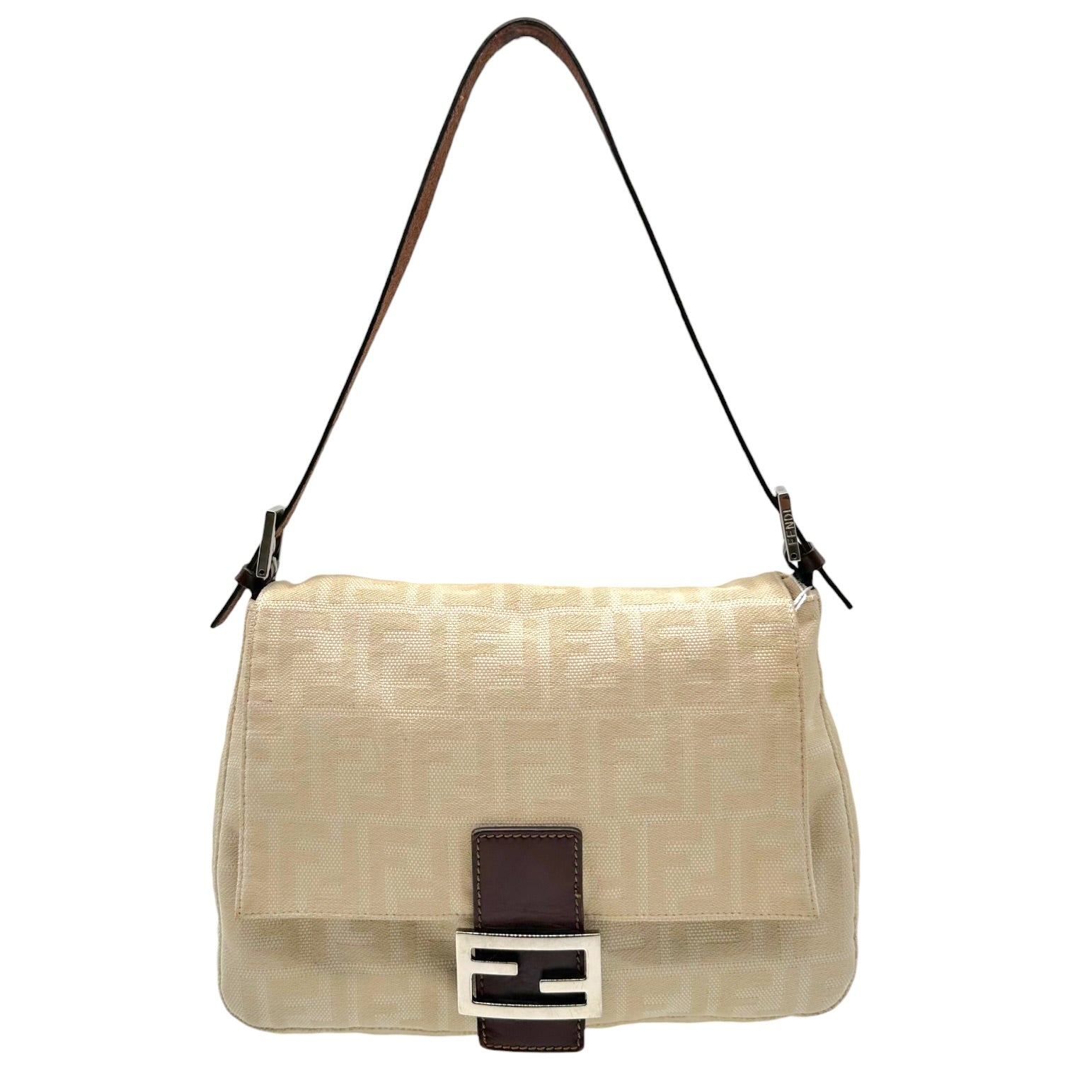 Fendi Mama Baguette Bag Ivory Brown Zucca Monogram