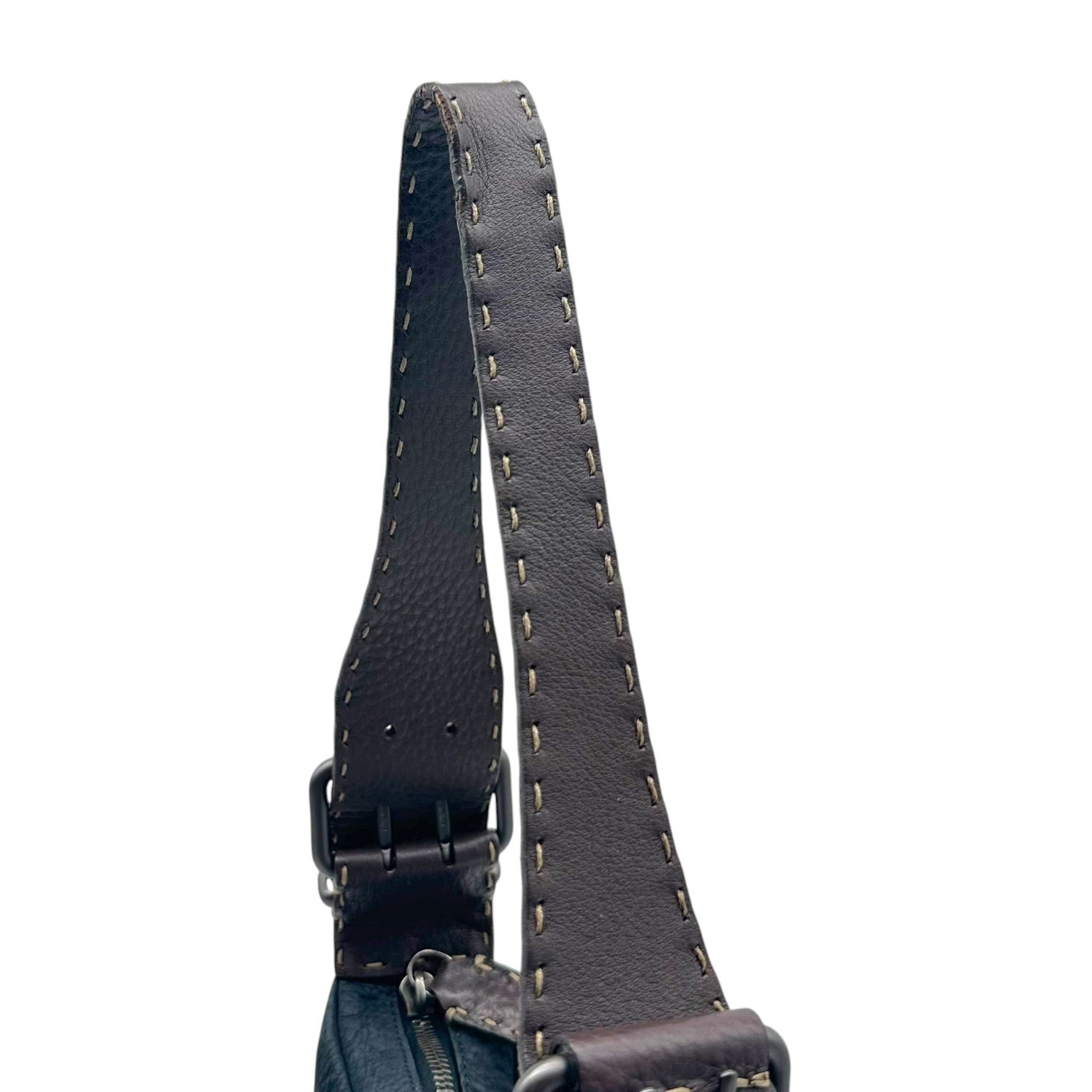 Fendi Black Brown Patchwork Stingray Leather Oyster Bag