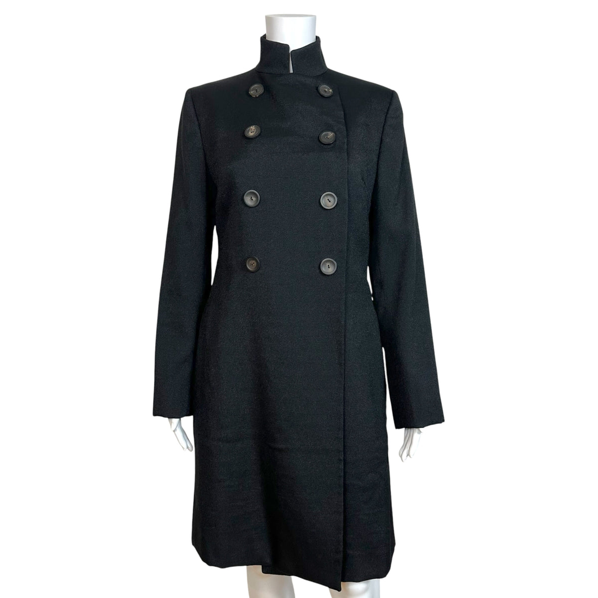 Gucci Black Double Breasted Mid-Length Coat 1990s Vintage