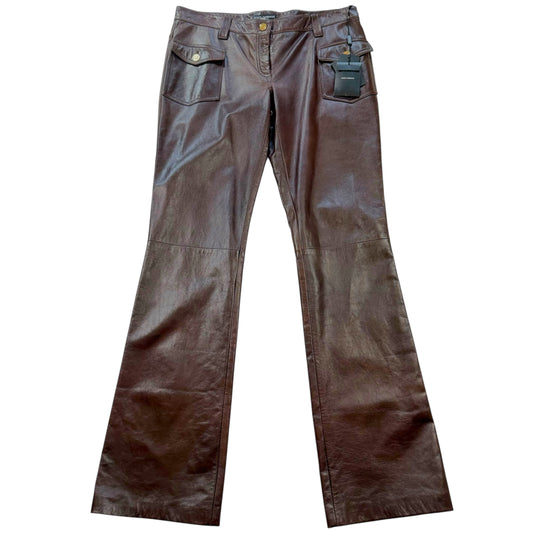 Dolce & Gabbana Dark Brown Leather Pants NEW