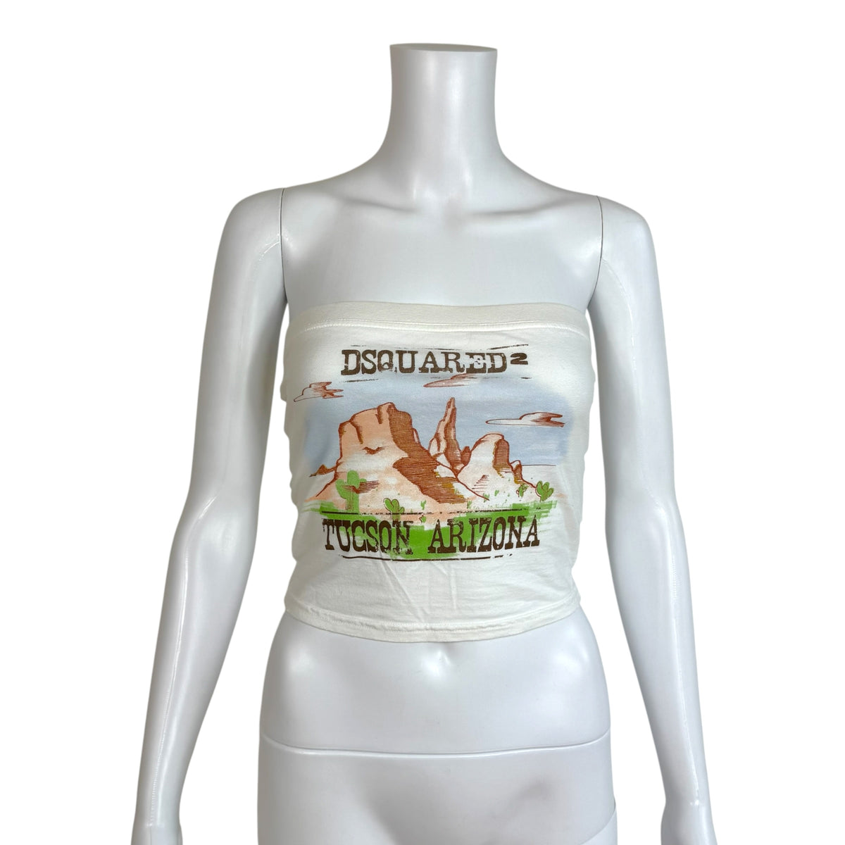 Dsquared2 White Cropped Graphic Tube Top Tucson Arizona