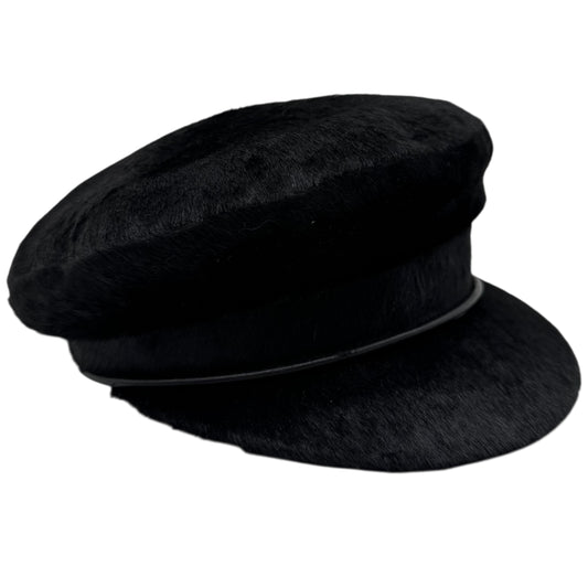 Hermes Black Ponyhair Newsboy Hat - Outfit Repeater