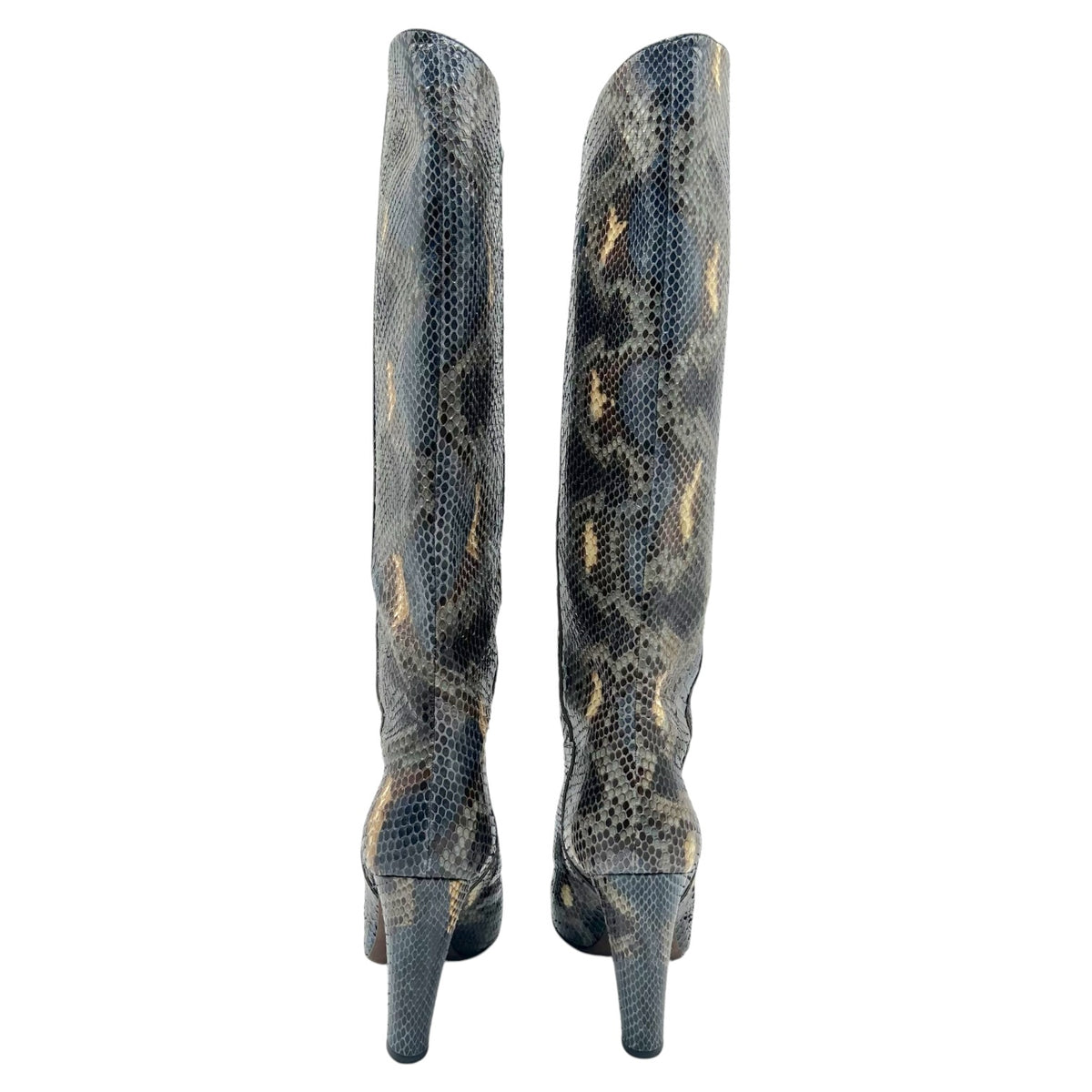Valentino Garavani Blue & Gray Python Heeled Knee High Boots