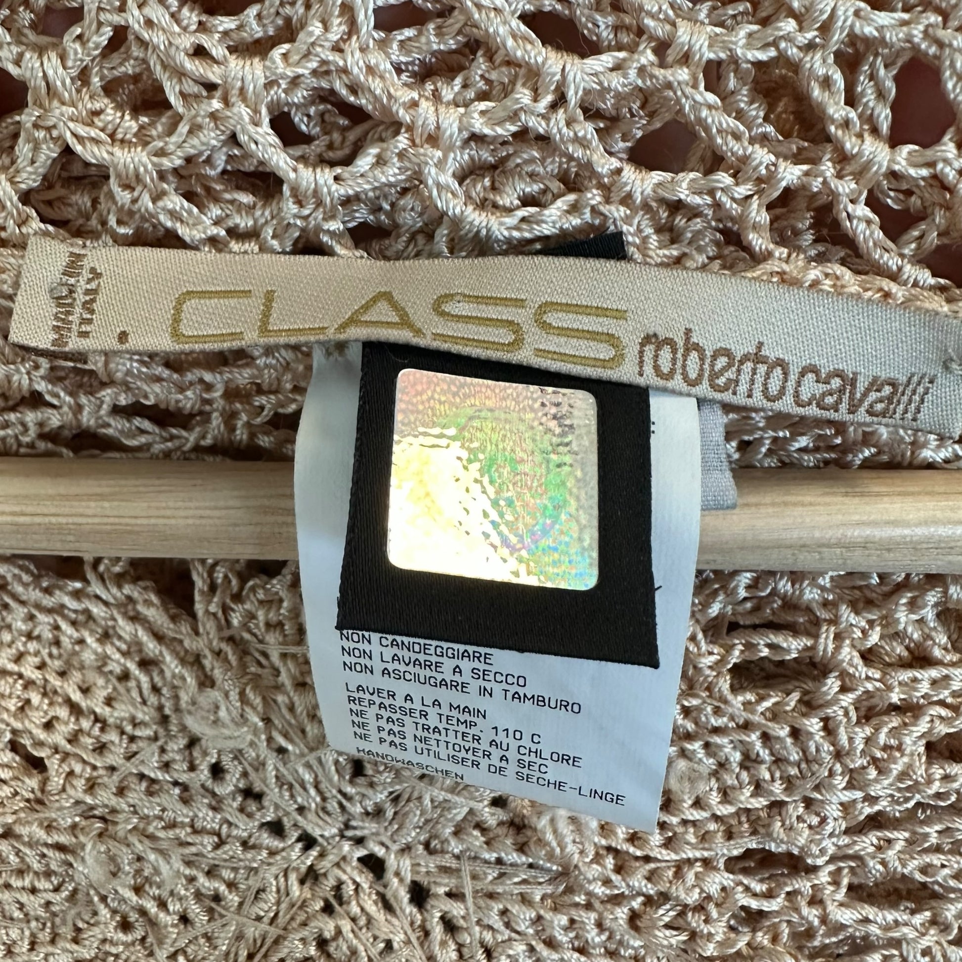 Roberto Cavalli Class Beige Knit Beaded Crop Cardigan Top - Outfit Repeater