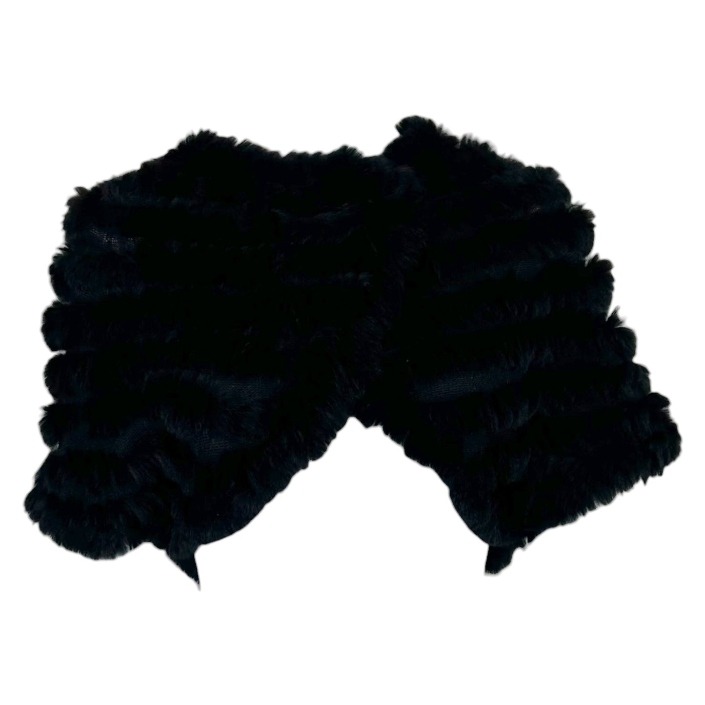 BCBGMaxAzria Black Rabbit Fur Poncho Shawl