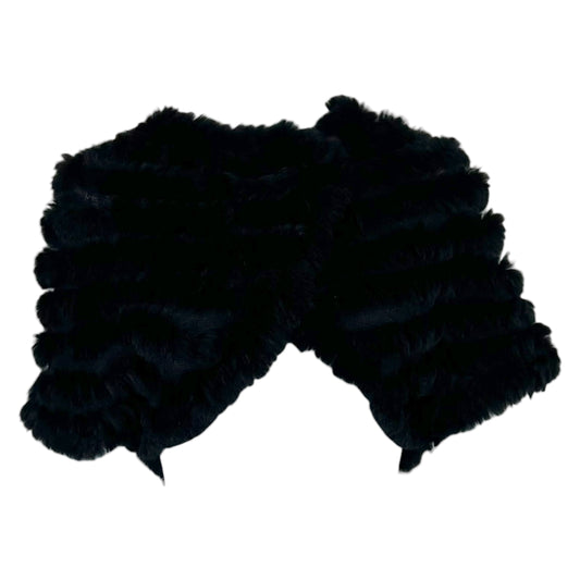 BCBGMaxAzria Black Rabbit Fur Poncho Shawl