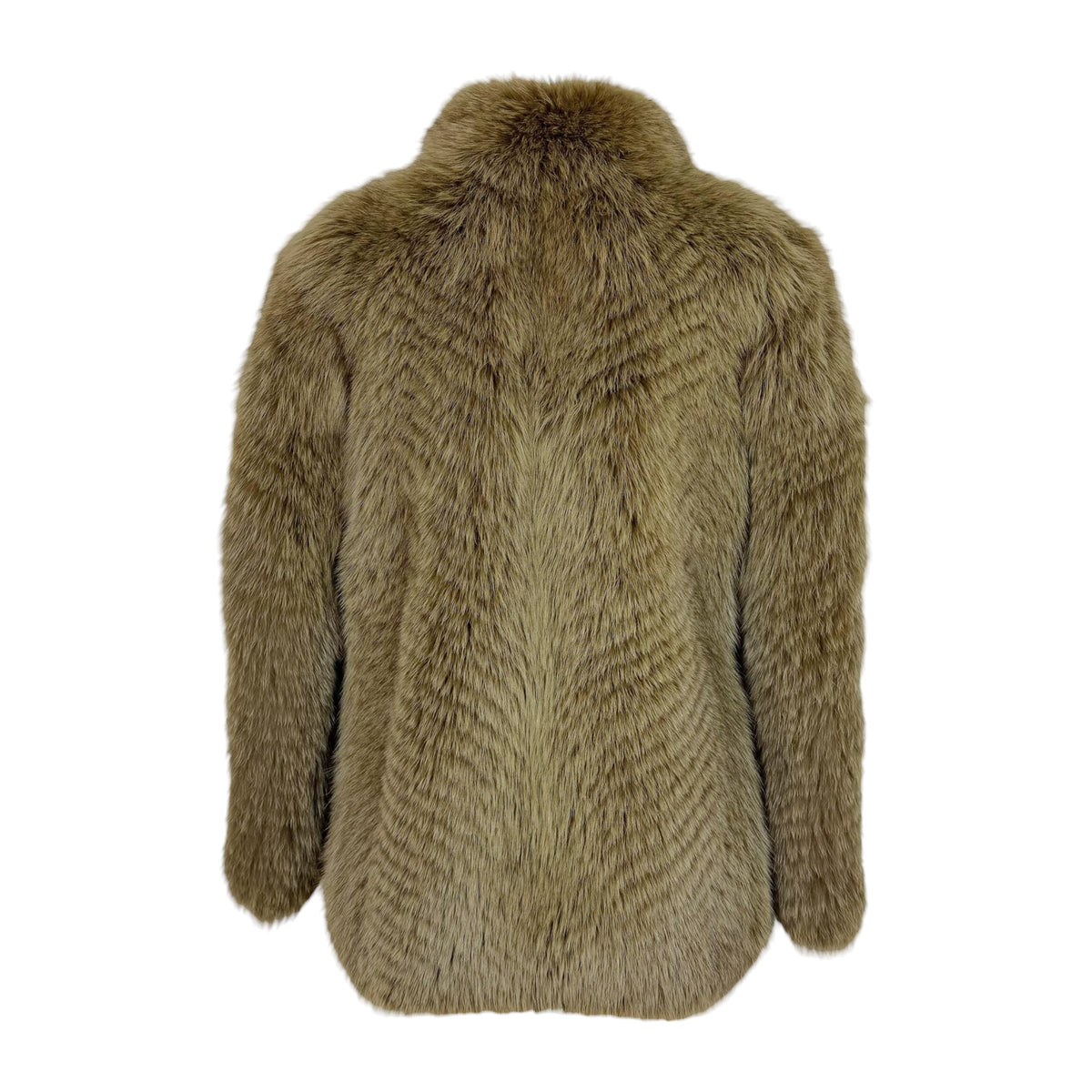 Vintage Fox Fur Coat Khaki Green Open Front 1990s