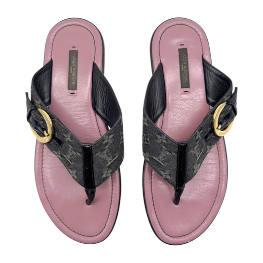 Louis Vuitton Black Denim Monogram Flip Flops