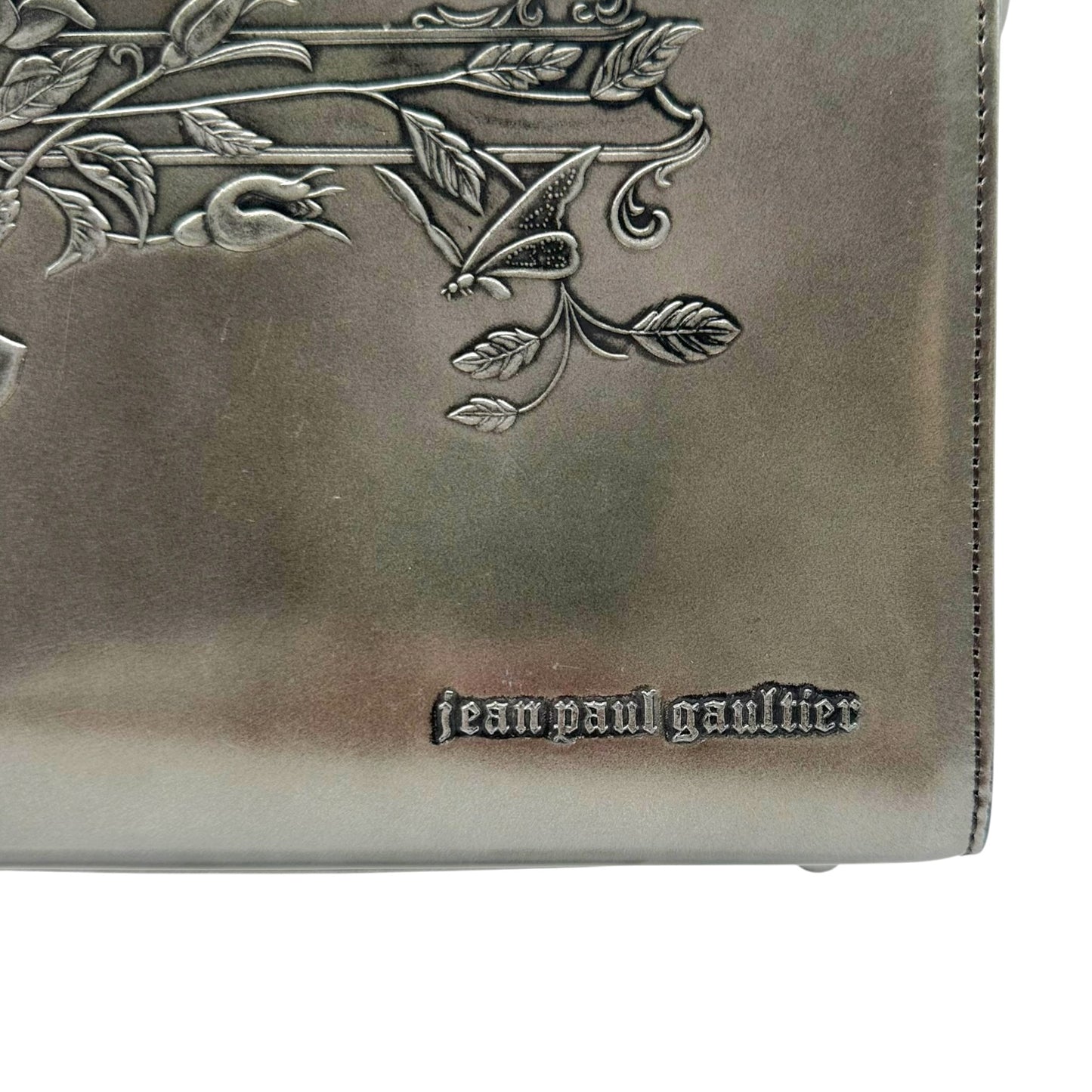 Jean Paul Gaultier Gray 'Gun' Embossed Leather Handbag