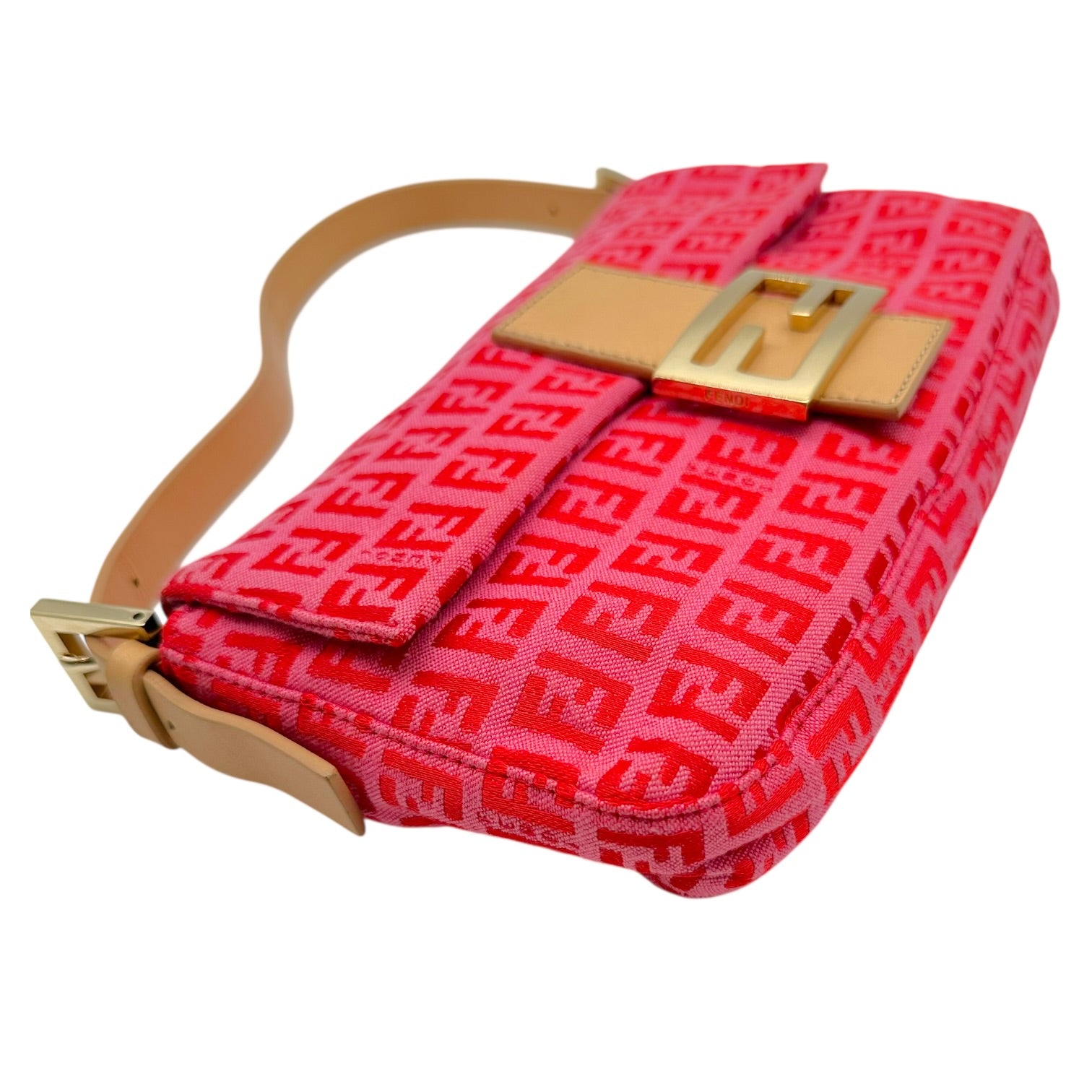 Fendi Baguette Bag Pink Red Zucchino Monogram