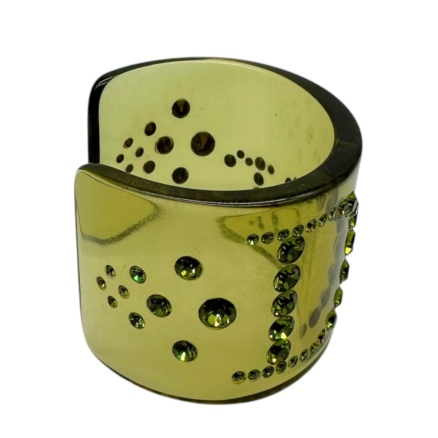 Christian Dior Large Cuff Bangle Bracelet Green Crystal