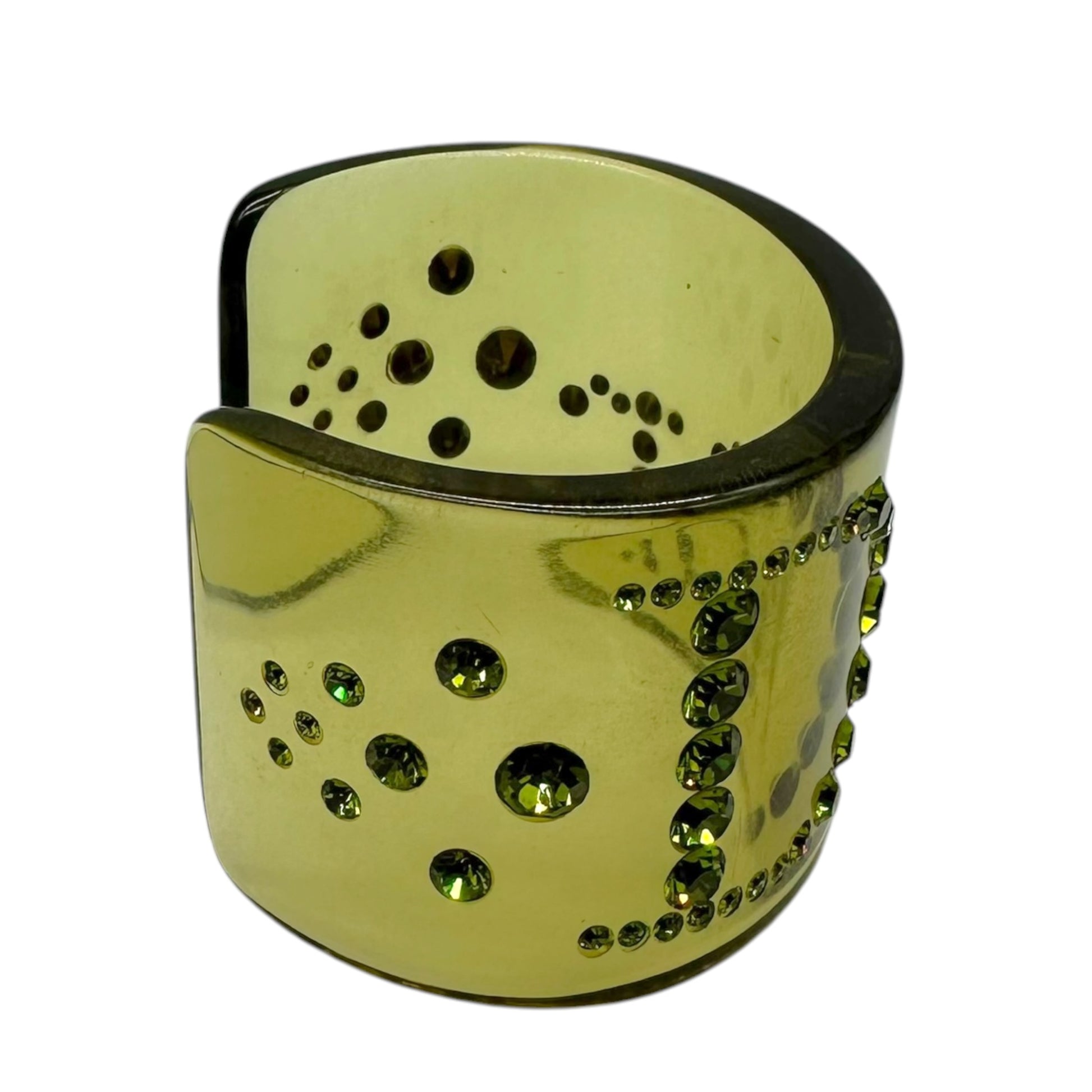 Christian Dior Large Cuff Bangle Bracelet Green Crystal
