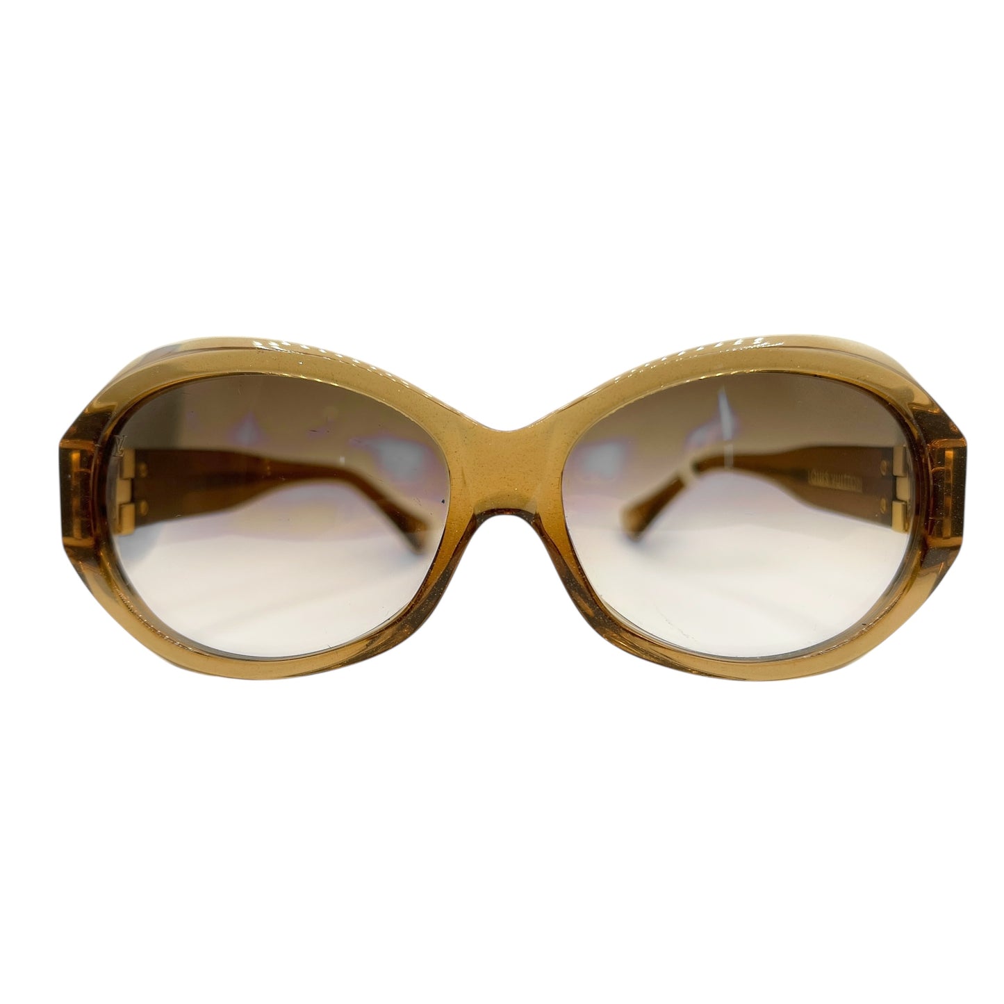 Louis Vuitton Gold Glitter Oversized Round Sunglasses Z0094E w/ Case