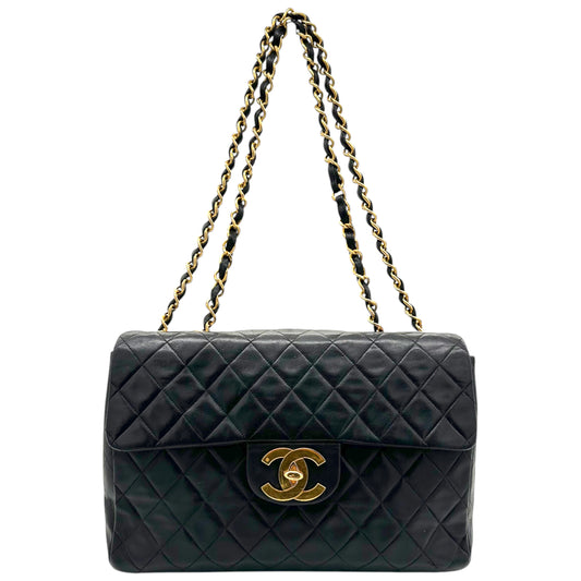 Chanel 90's Black Lambskin Maxi Flap Bag
