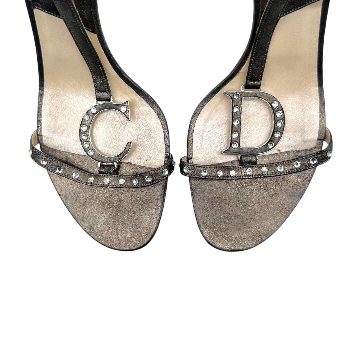 Christian Dior Rhinestone Studded CD Logo Sandal Heels - Outfit Repeater