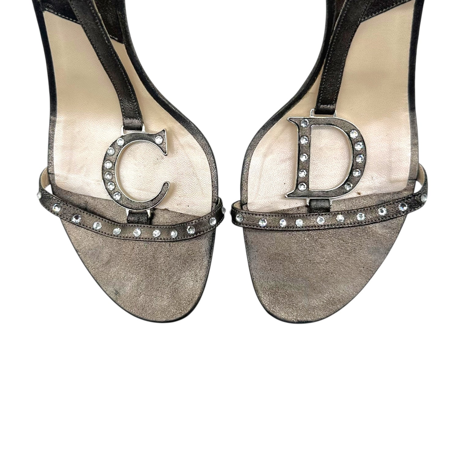 Christian Dior Rhinestone Studded CD Logo Sandal Heels - Outfit Repeater