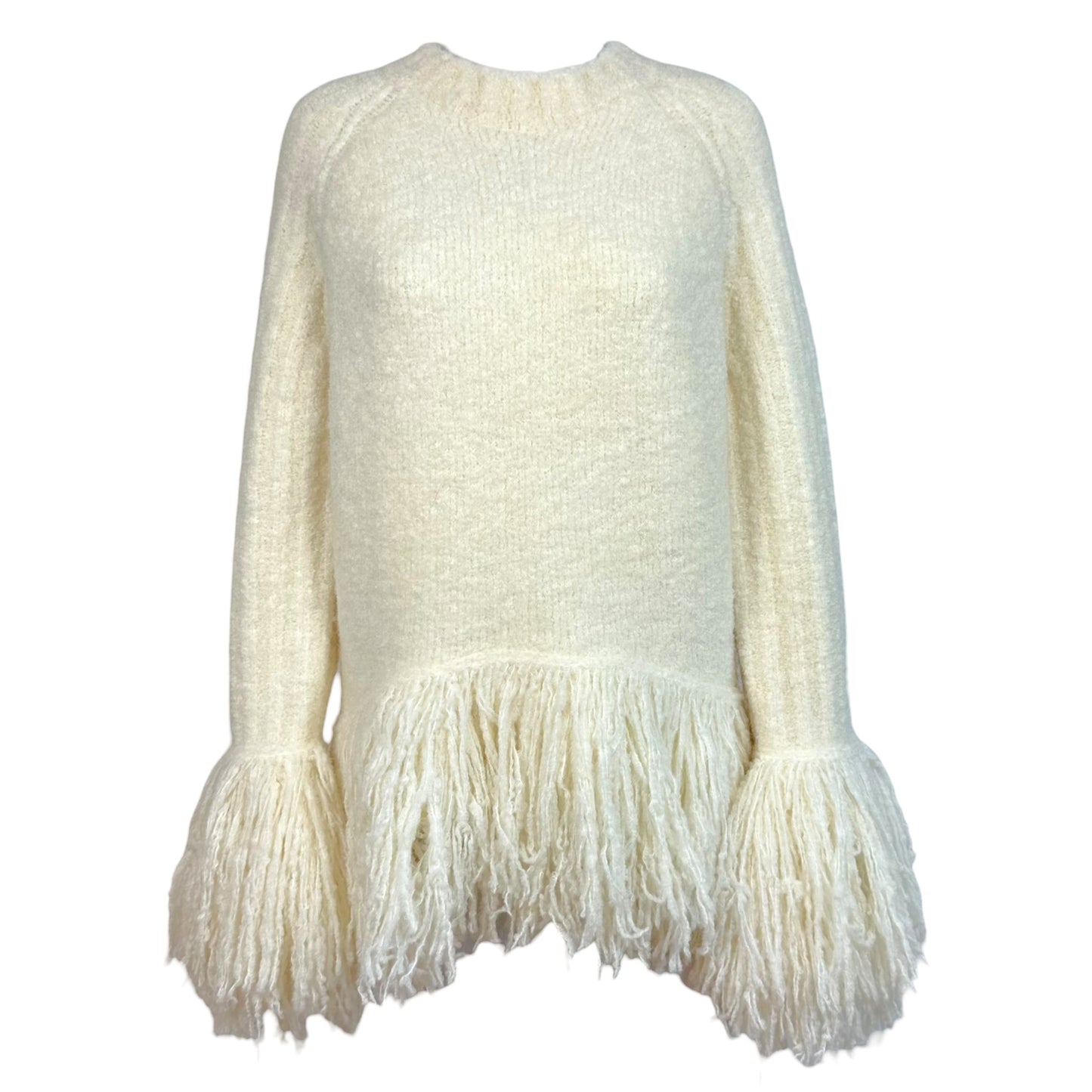3.1 Phillip Lim Ivory Chunky Fringe Trim Sweater