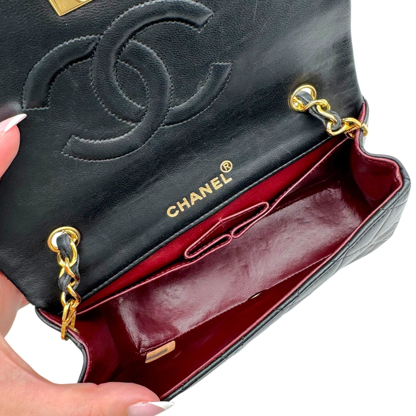 Chanel Black Matelasse Lambskin Small Crossbody Bag
