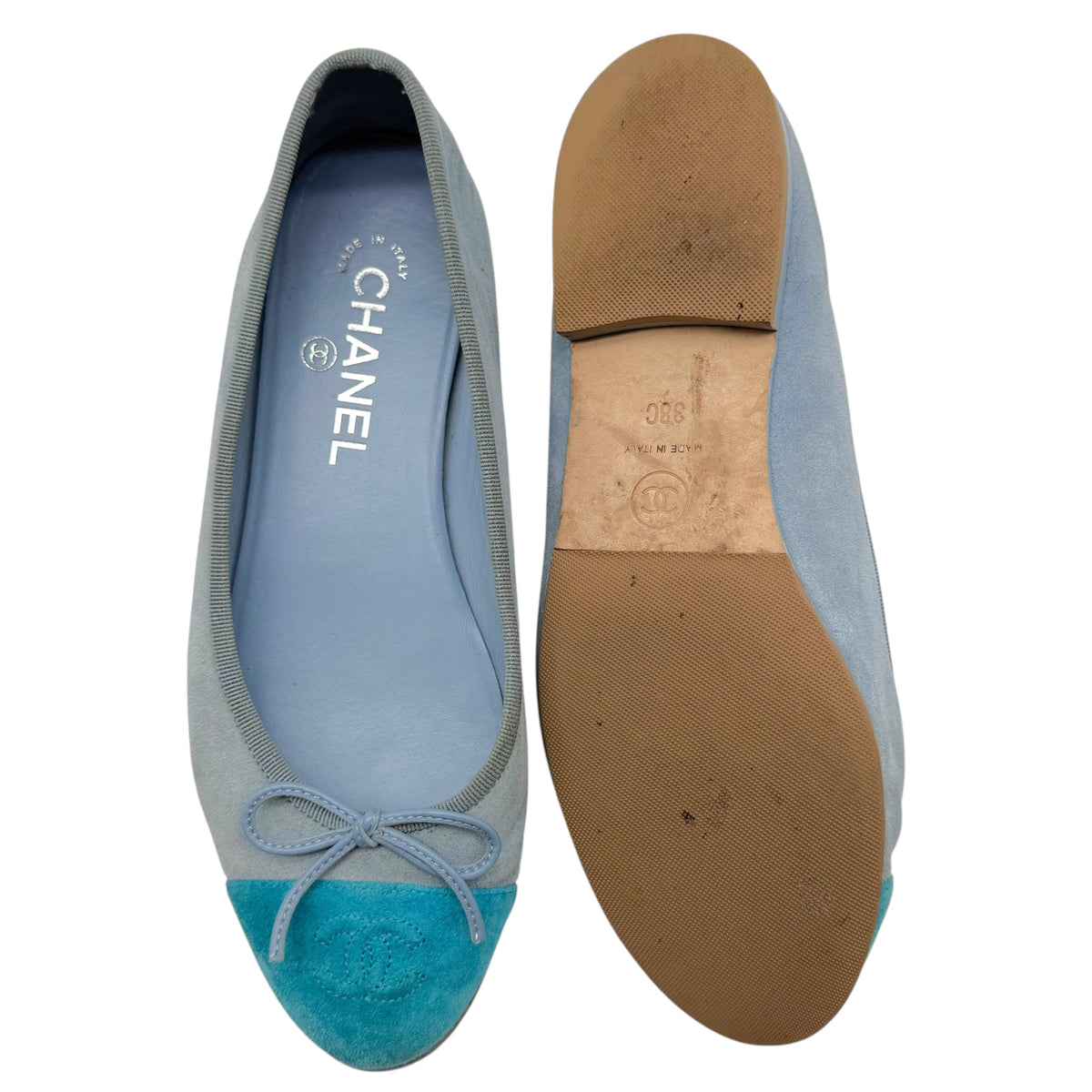 Chanel 2024 Two-Tone Blue Suede Flats
