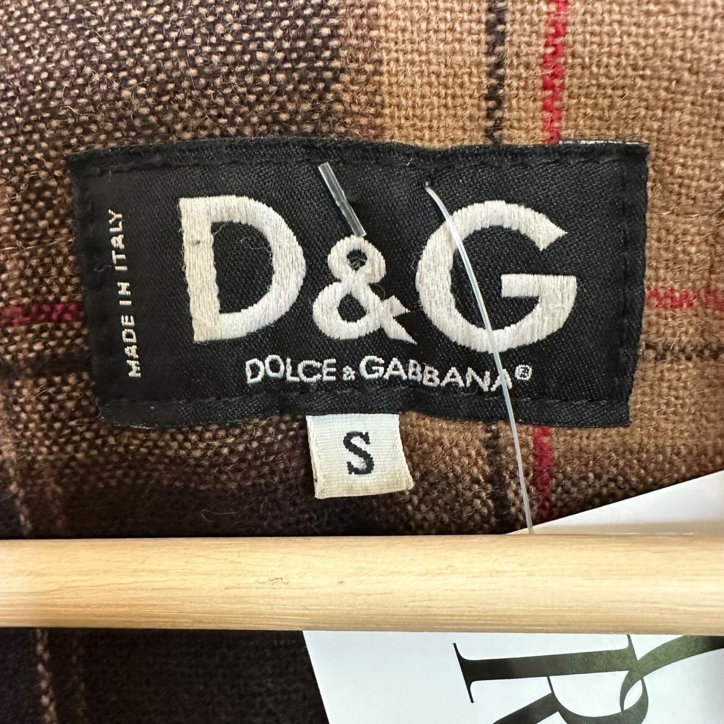 D&G Dolce & Gabbana Plaid Lined Cropped Dark Denim Jacket
