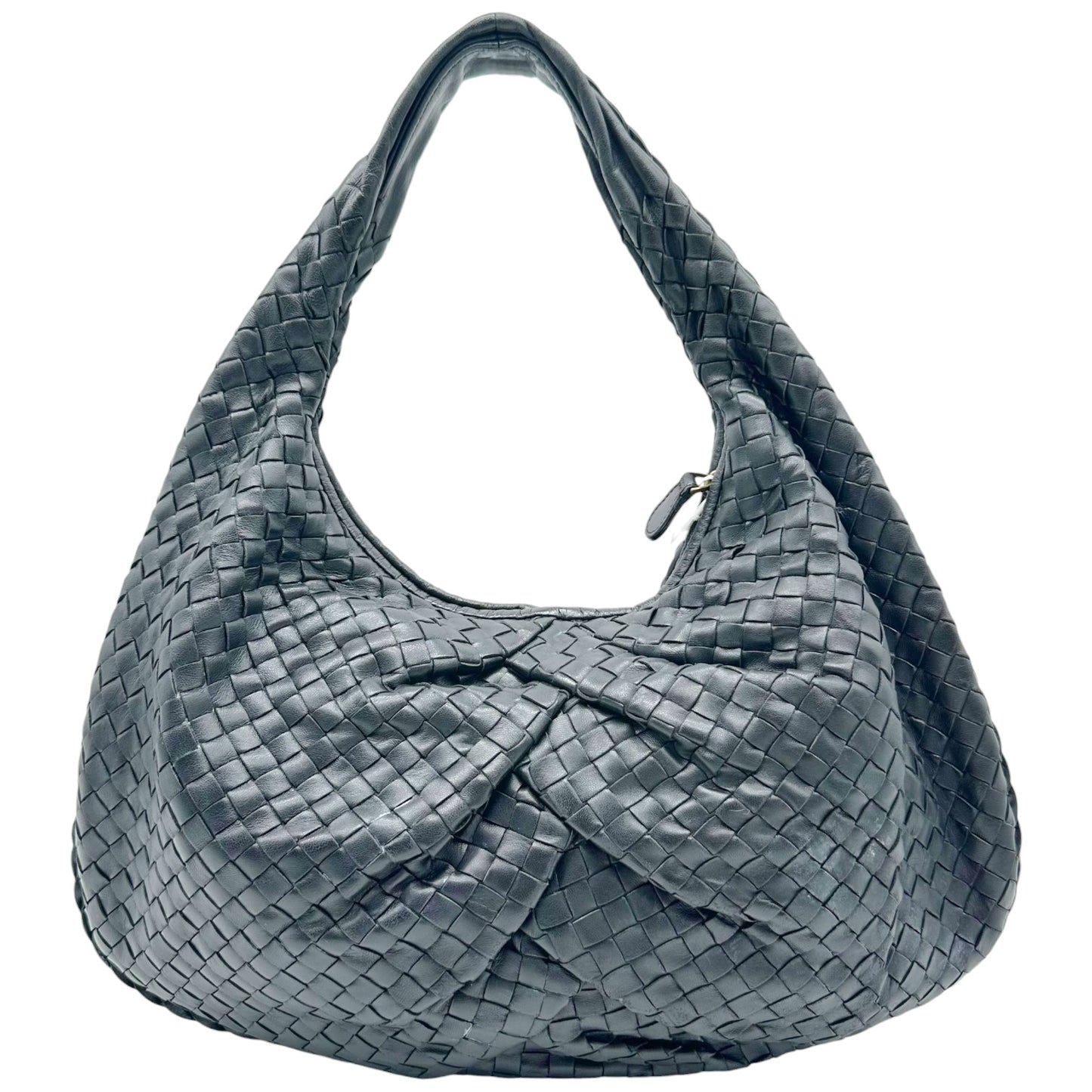 Bottega Veneta Black Intrecciato Woven Leather Medium Hobo Bag
