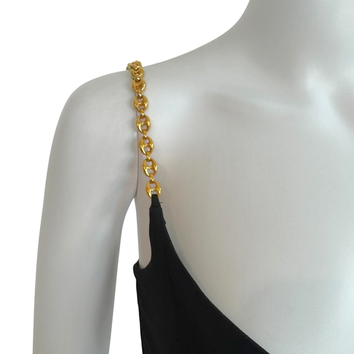 Gucci Black Cami Top With Gold Chain Straps