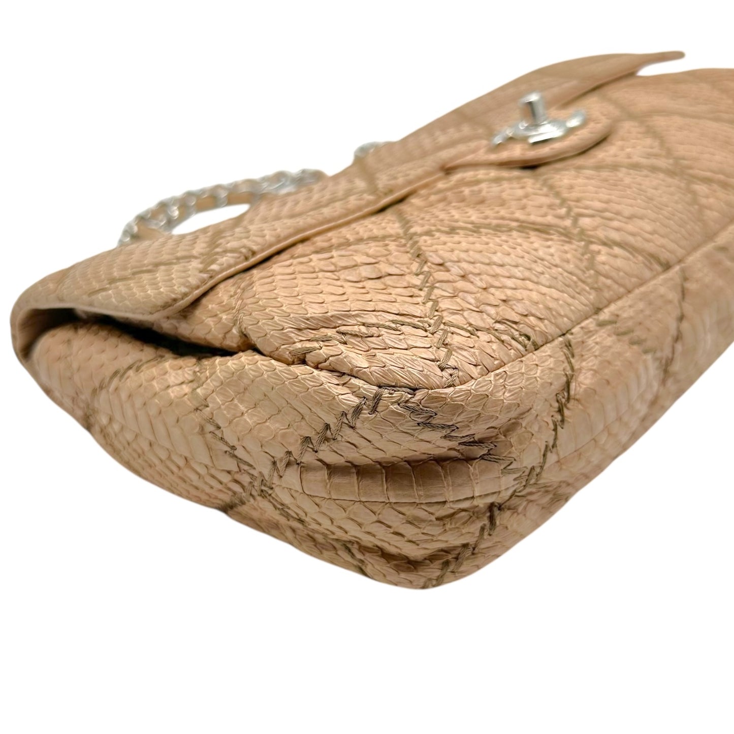 Chanel Tan Python Wild Stitch Medium Flap Bag