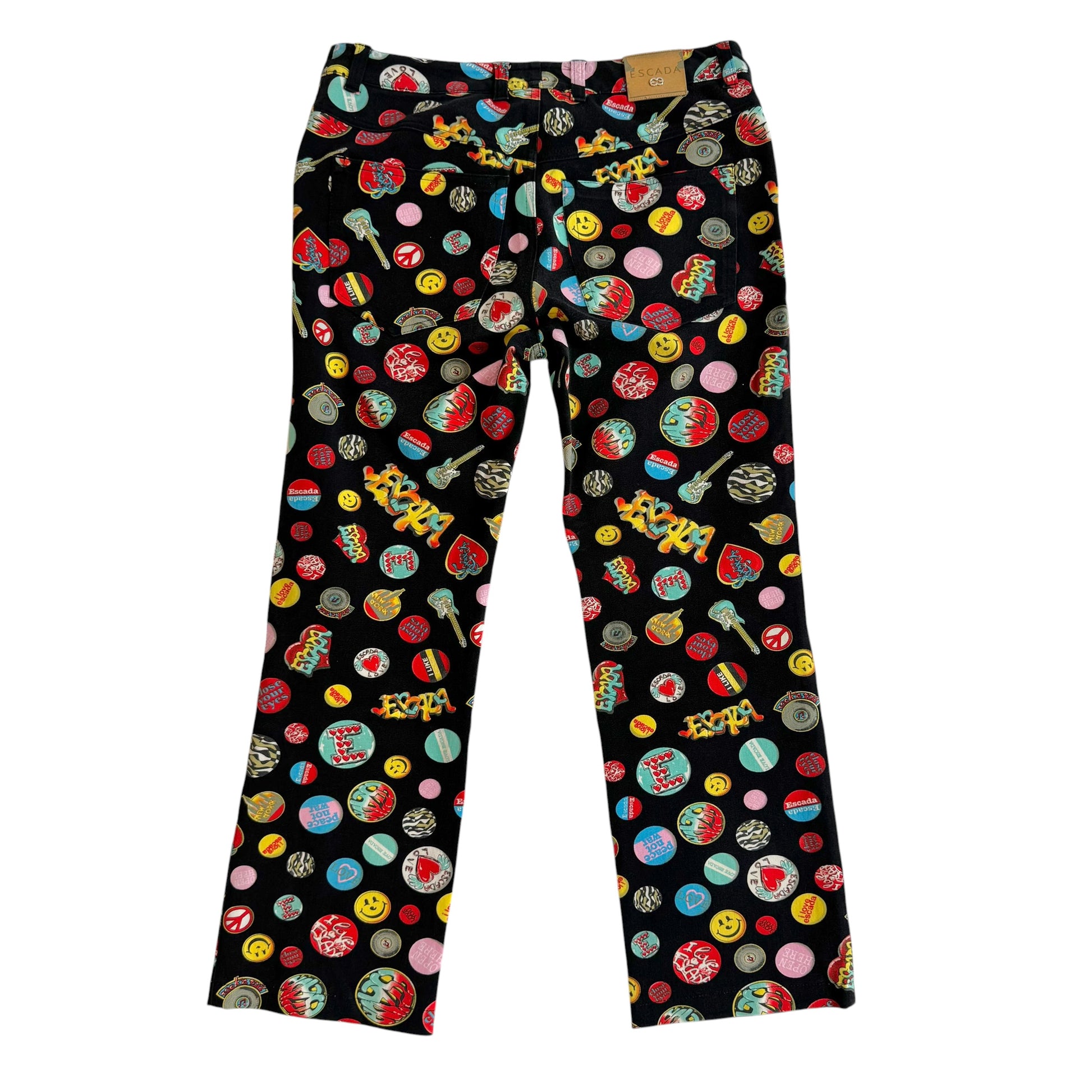 Escada Multicolor Capri Pants Guitar Pin Print Size S