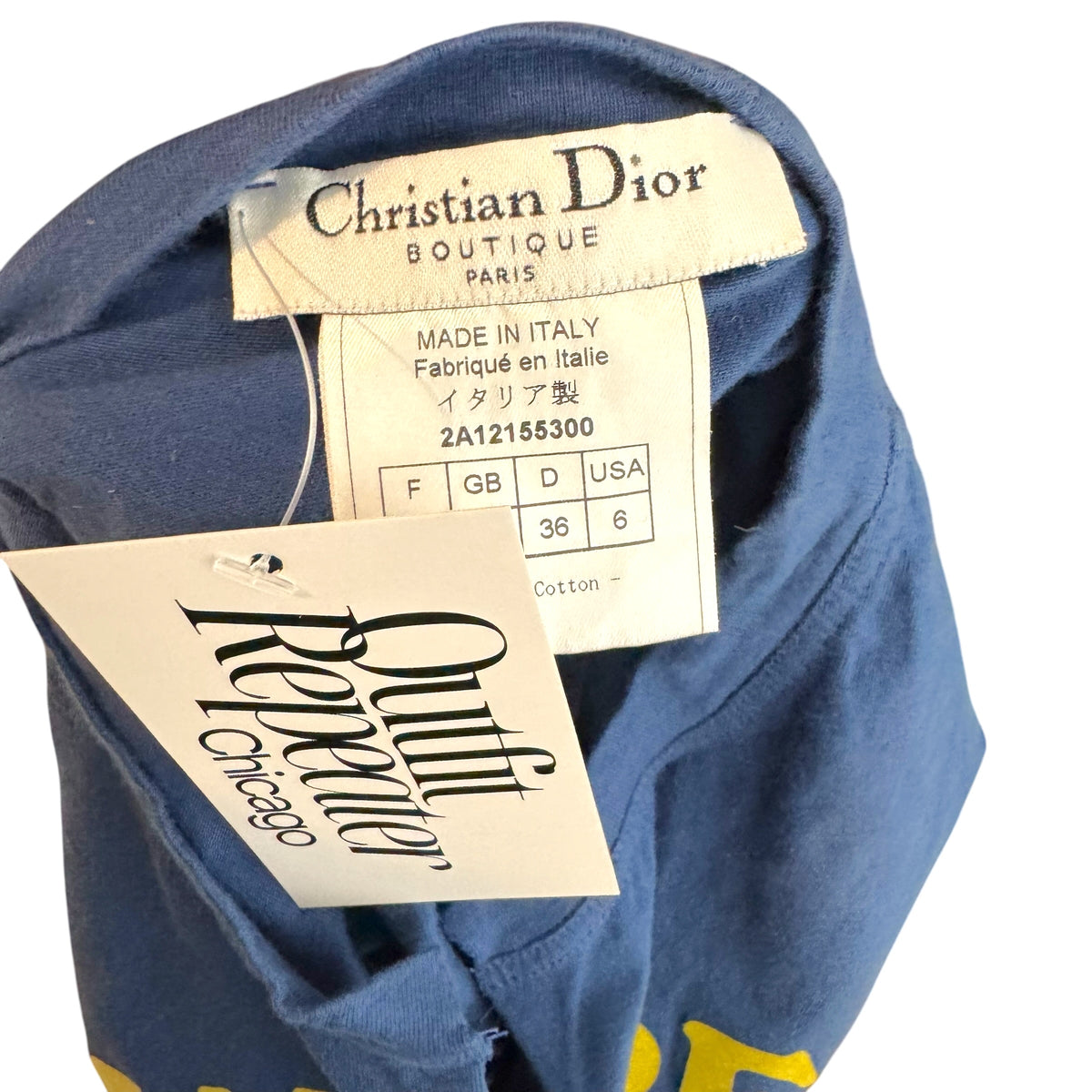 Christian Dior F/W 2002 Blue & Yellow J'Adore Dior Tank