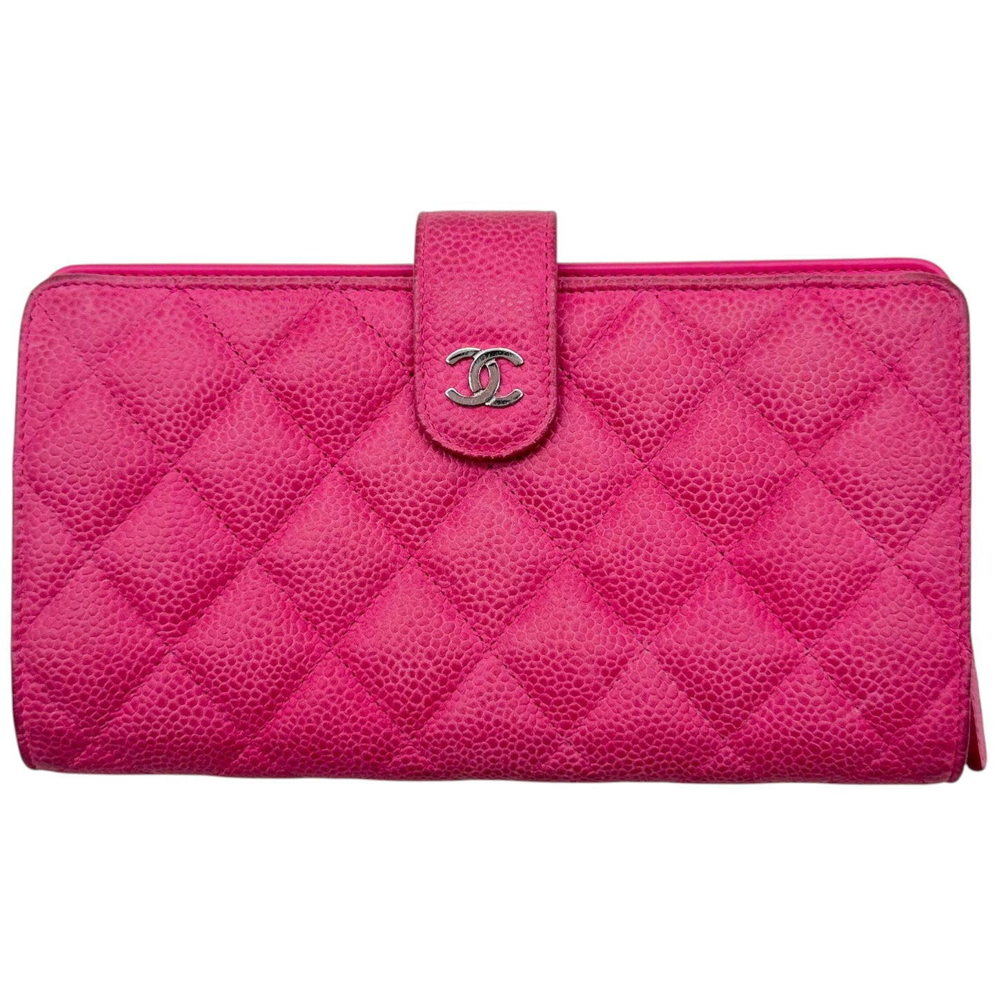 Chanel Large Long Wallet Hot Pink Caviar Leather