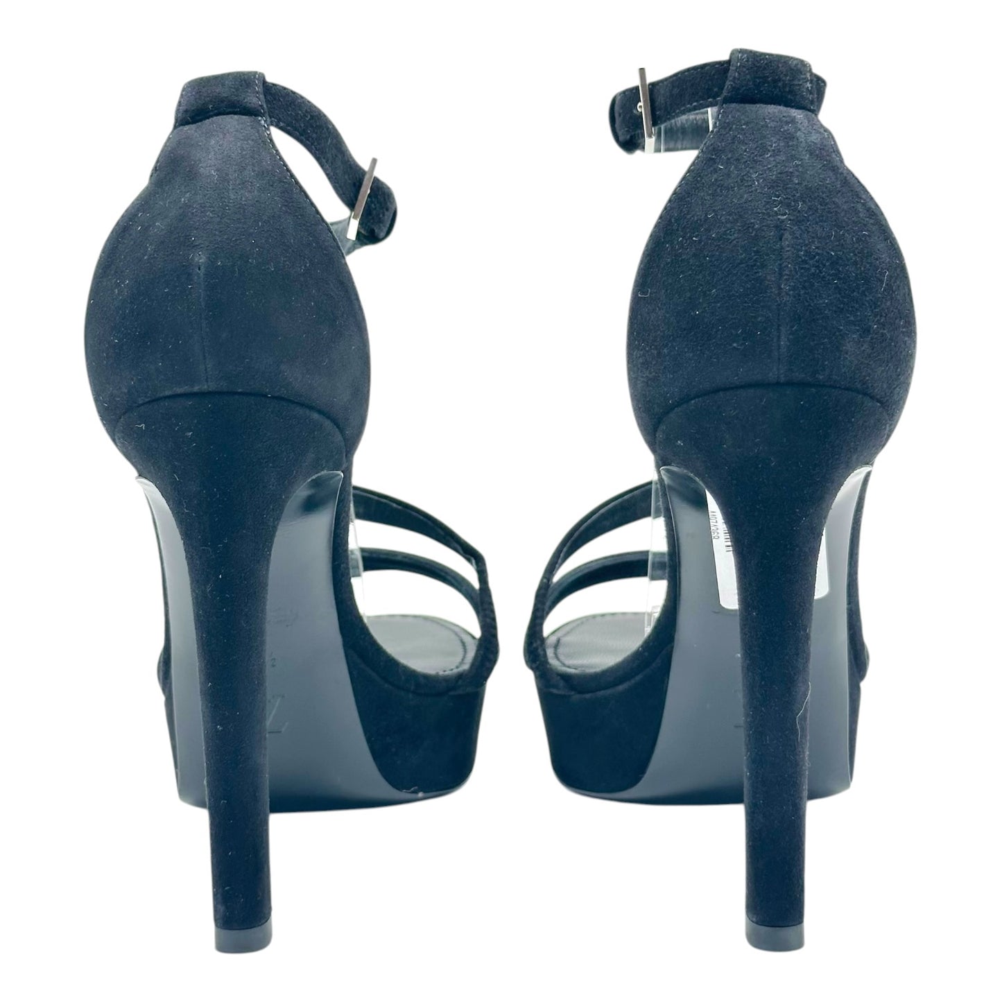 Louis Vuitton Melody Rhinestine Logo Charm Black Suede Platform Heeled Sandals