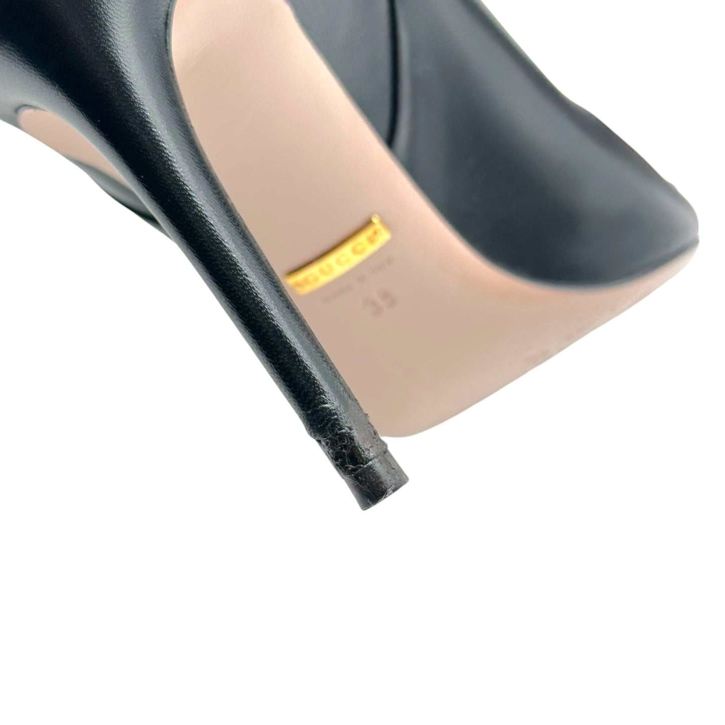 Gucci Black & Gold Studded Heeled Knee High Boots