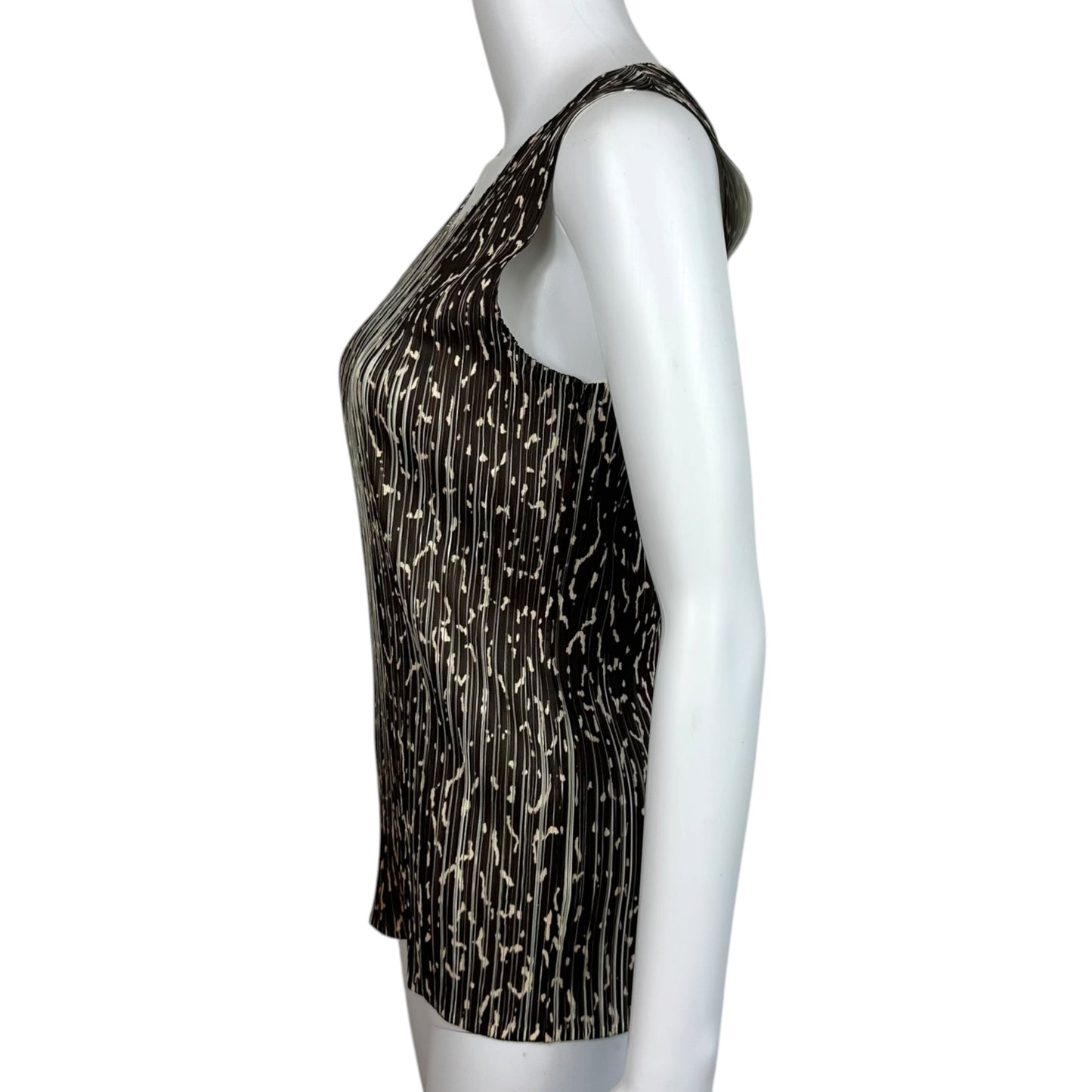 Issey Miyake Pleats Please Brown Animal Print Pleated Tank Top