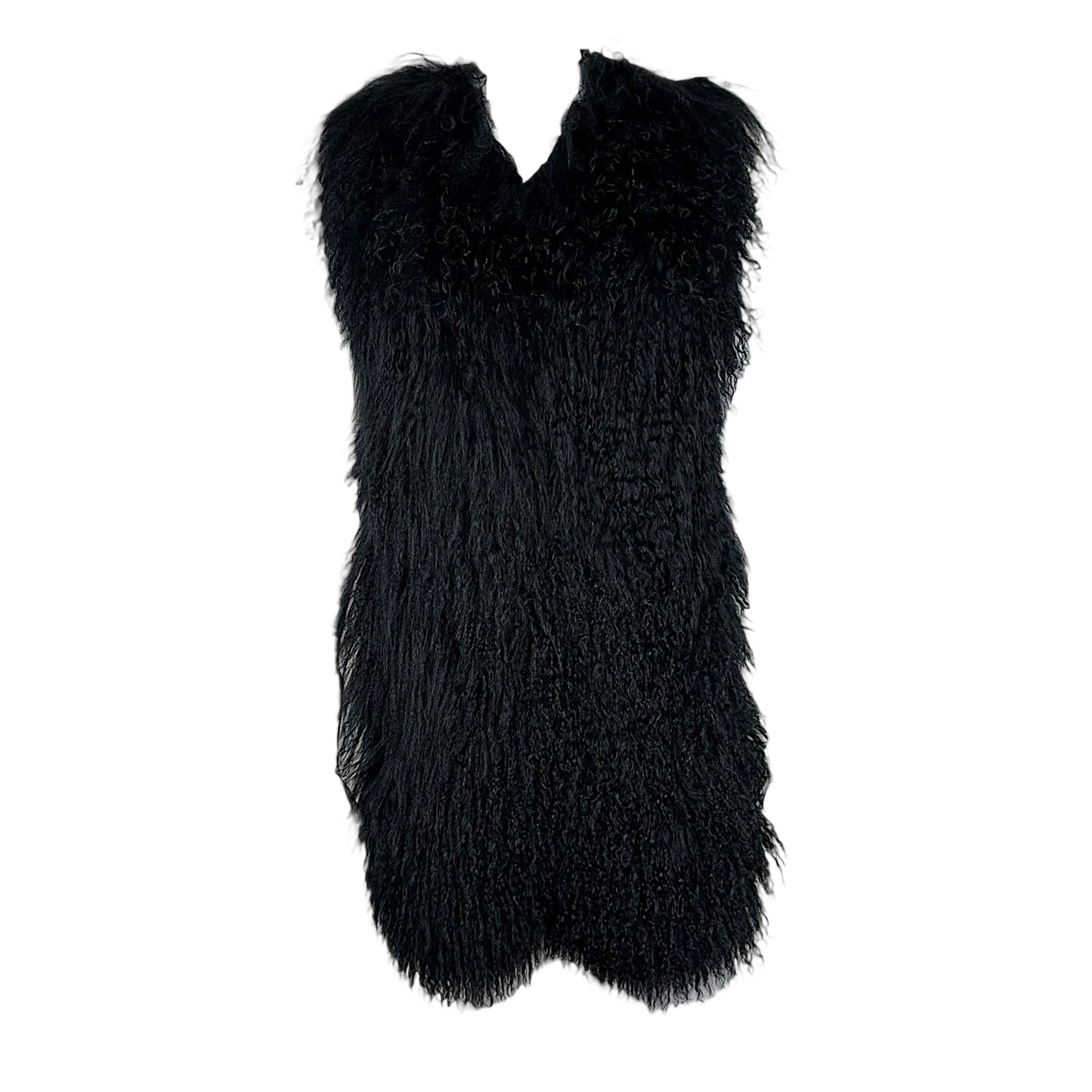 Versace Collection Black Mongolian Sheep Fur Vest NEW
