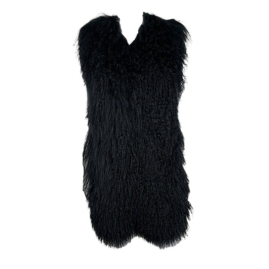 Versace Collection Black Mongolian Sheep Fur Vest NEW