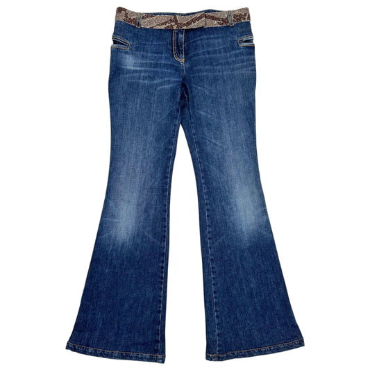 Roberto Cavalli 2006 Crystal 'Snake Print' Wistband Bootcut Jeans - Outfit Repeater