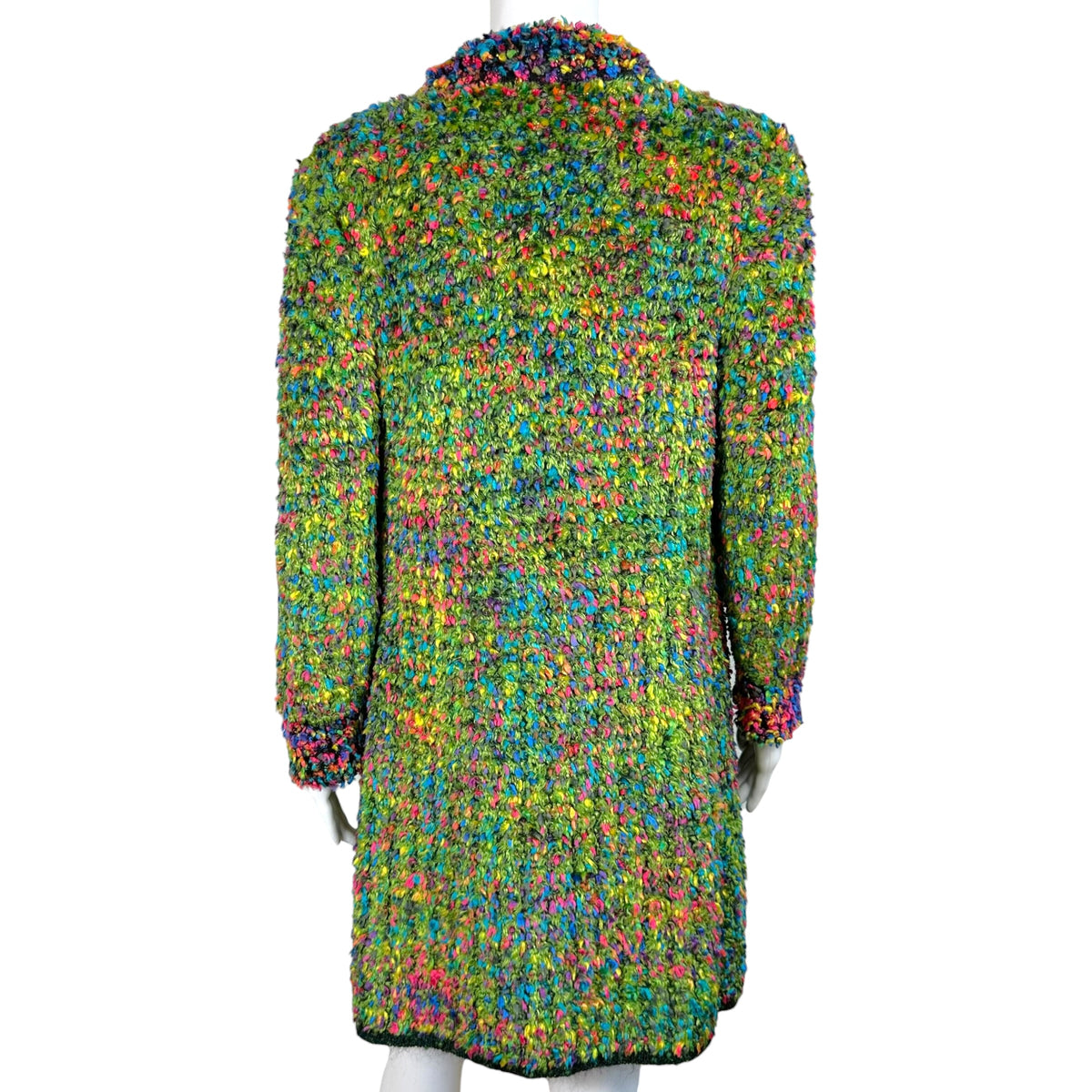 Chanel Green Multicolor Fuzzy Knit Tweed Cardigan