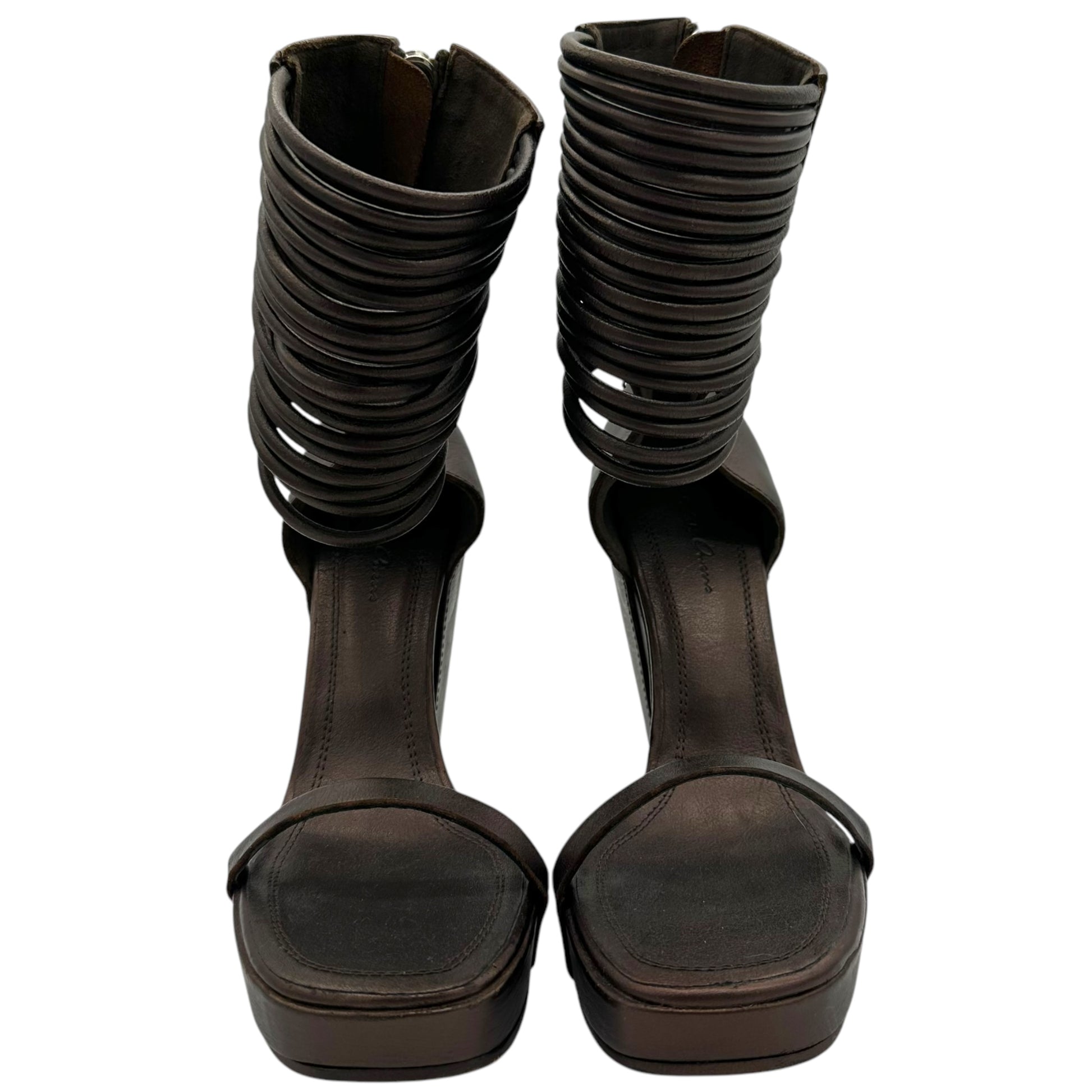 Rick Owens Bronze Leather Wedge Sandals NEW - Outfit Repeater