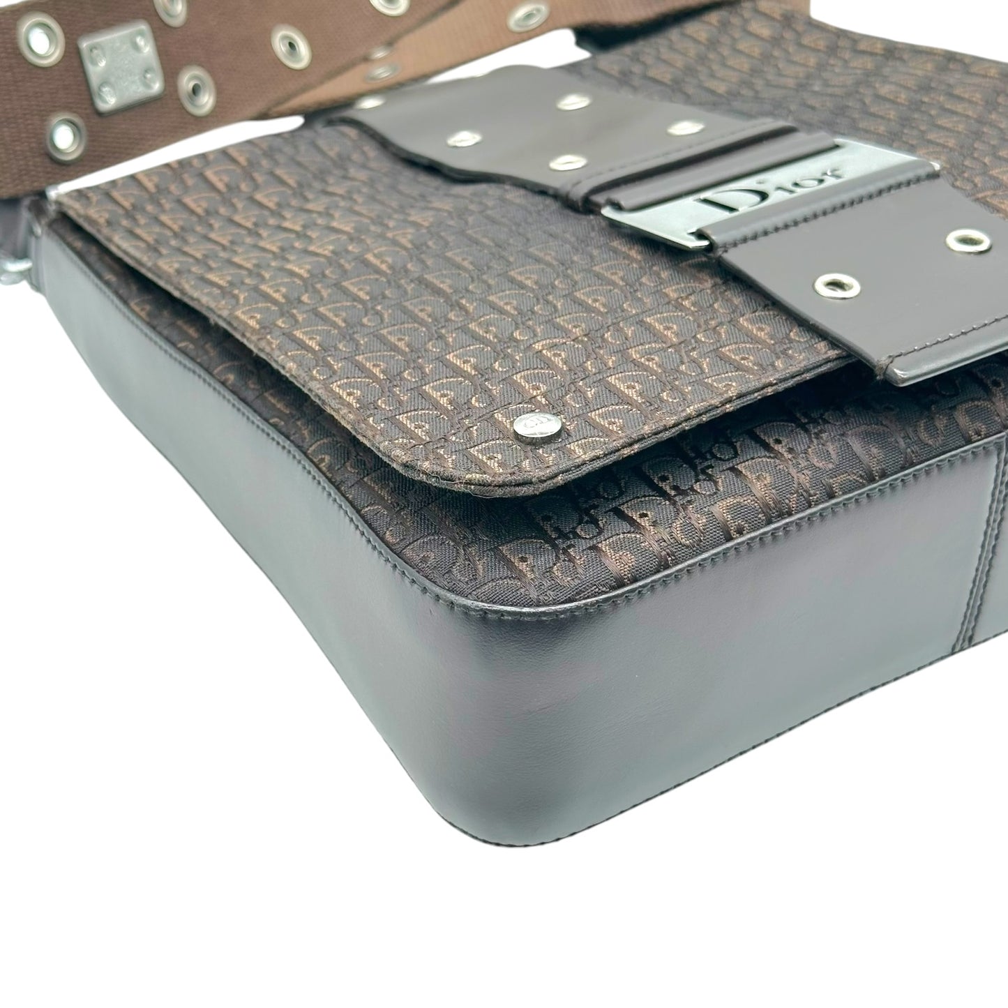 Christian Dior Dark Brown Trotter Monogram Street Chic Crossbody Satchel Bah
