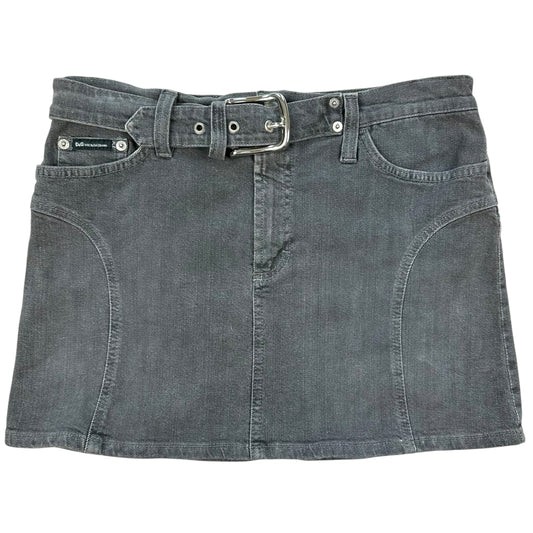 D&G Dolce & Gabbana Gray Denim Belted Mini Skirt