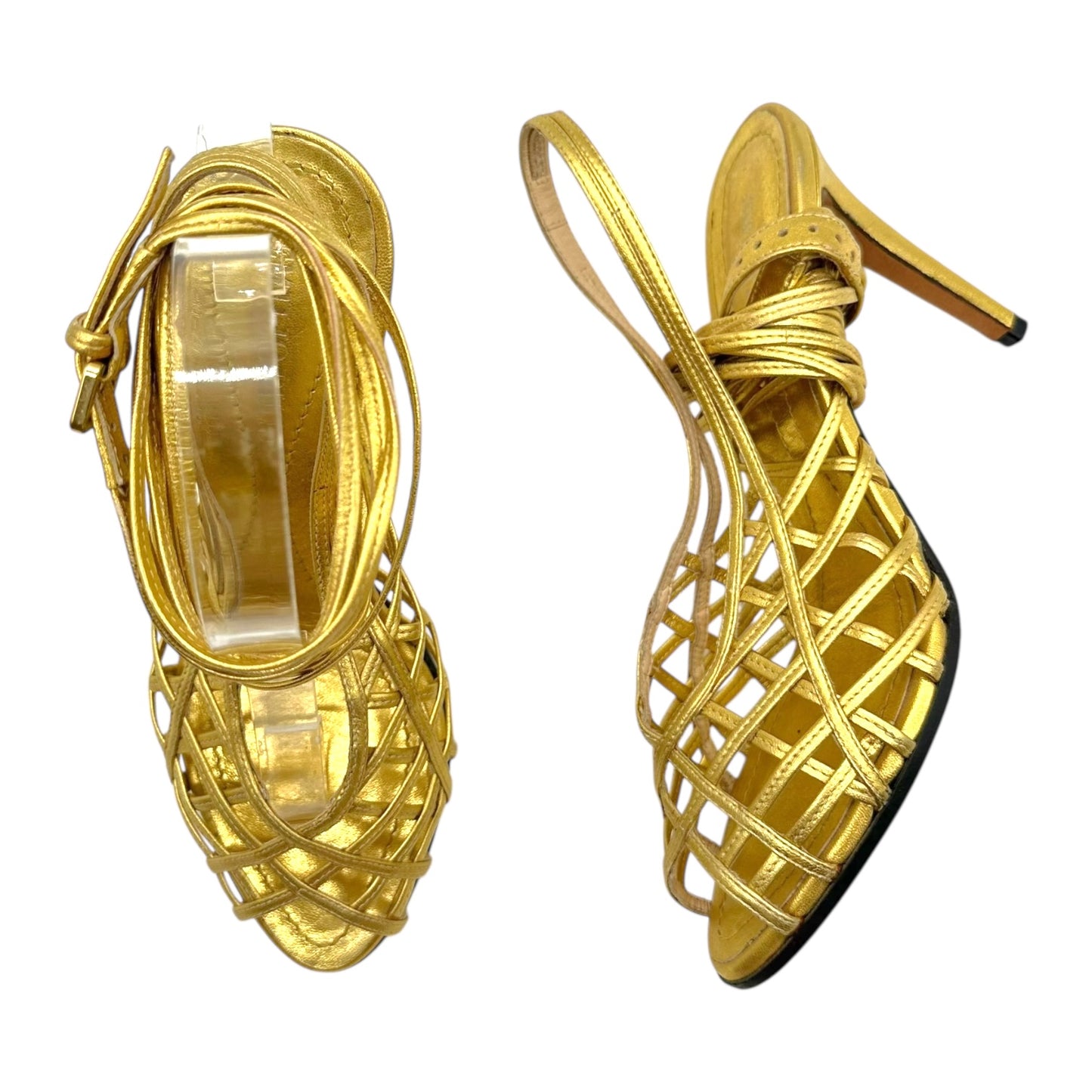 Emilio Pucci Gold Leather Strappy Sandals