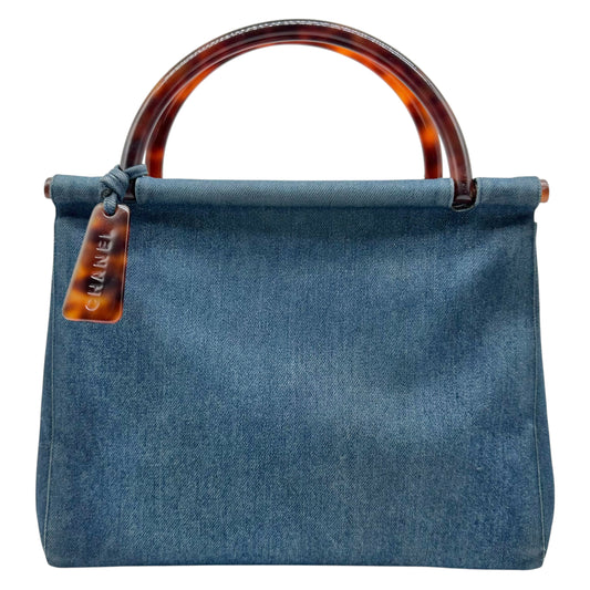 Chanel Blue Denim Tortoise Frame Handbag 1990s Vintage
