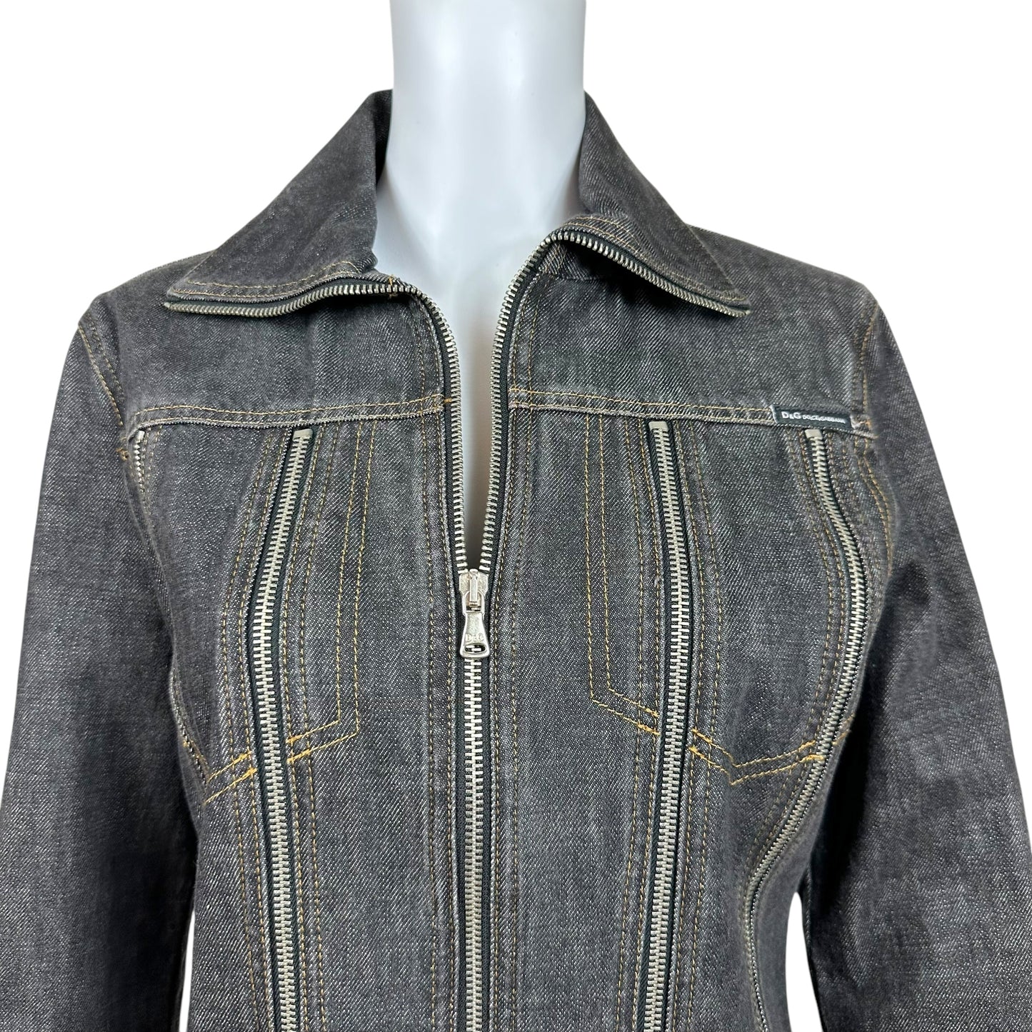 D&G Dolce & Gabbana Dark Denim Zippered Jean Jacket - Outfit Repeater