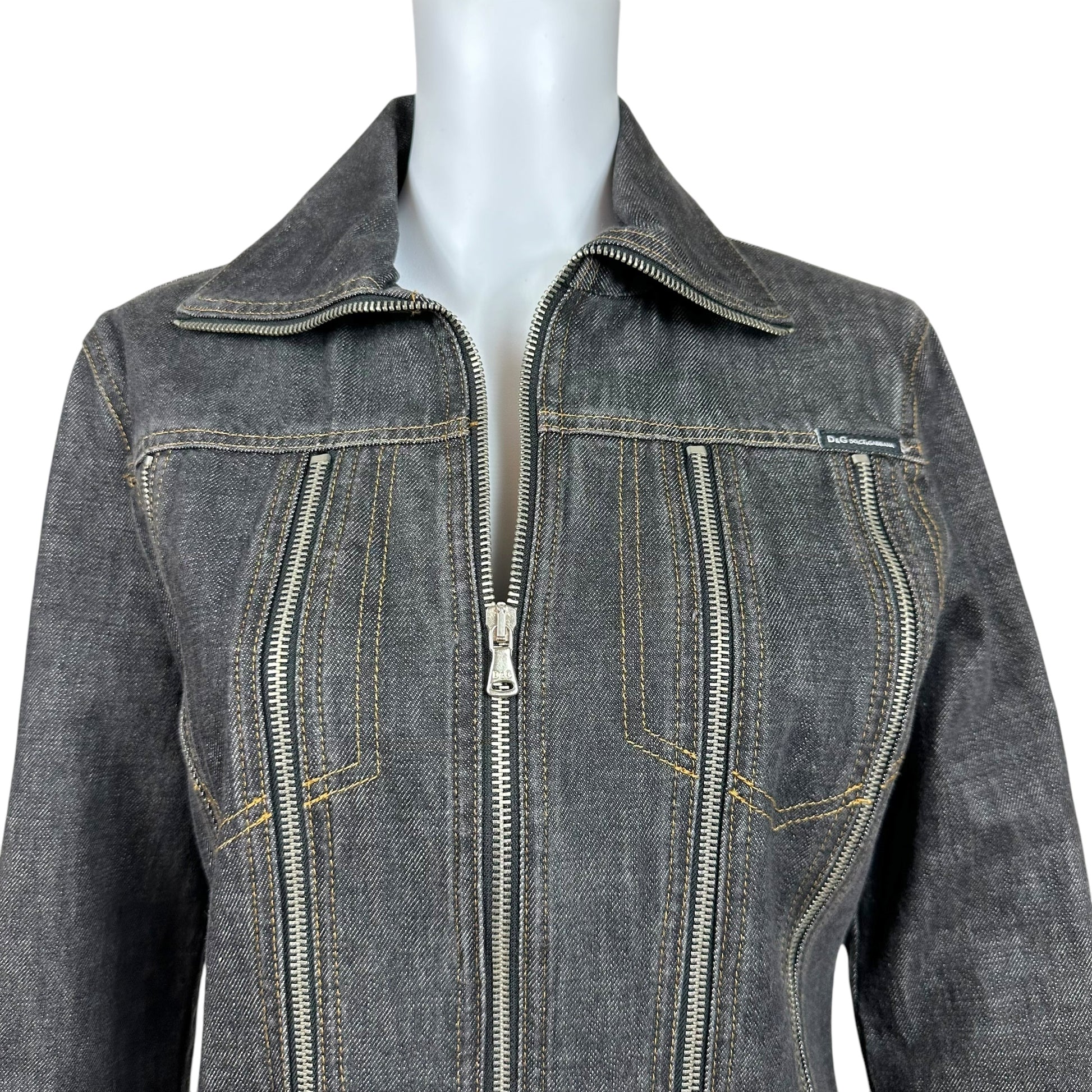 D&G Dolce & Gabbana Dark Denim Zippered Jean Jacket - Outfit Repeater