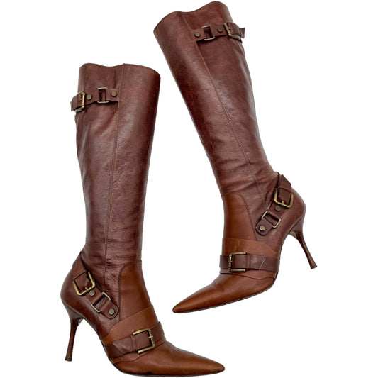 Dolce & Gabbana Brown Leather Pointed Toe Boots